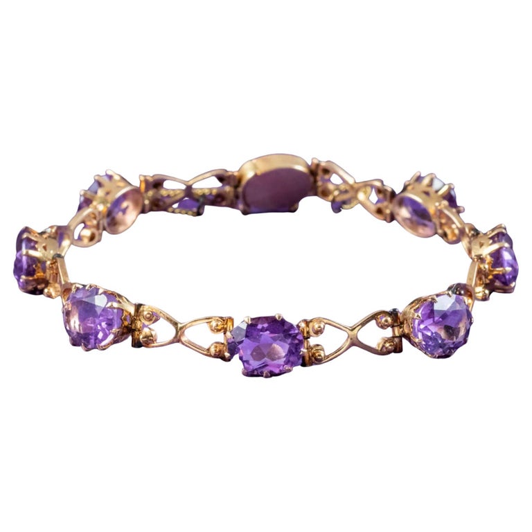Antique Victorian 21ct of Amethyst Bracelet in 18ct Gold For Sale at