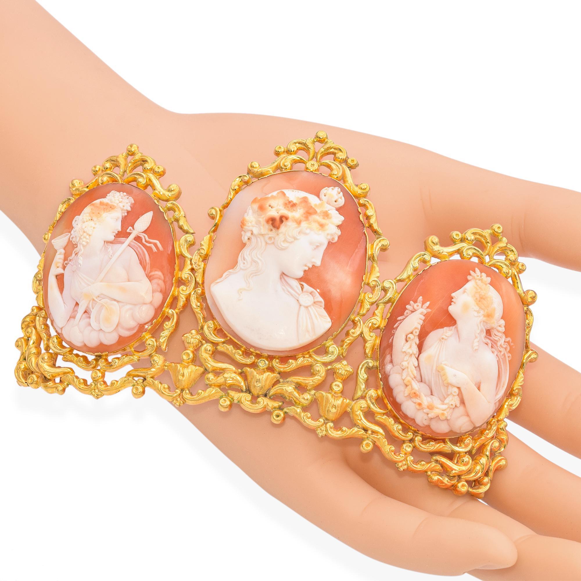 Antique Victorian 21K Gold Cameo Tiara For Sale 2