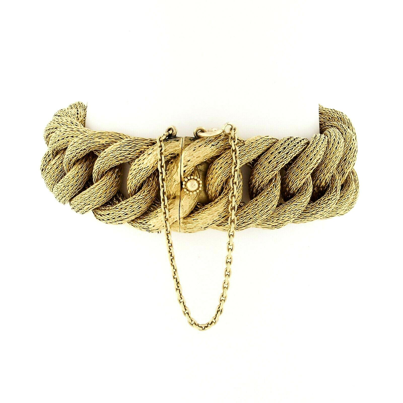Victorian 21 Karat Gold Large Thomas Saulini Cameo Curb Mesh Link Bracelet In Fair Condition For Sale In Montclair, NJ