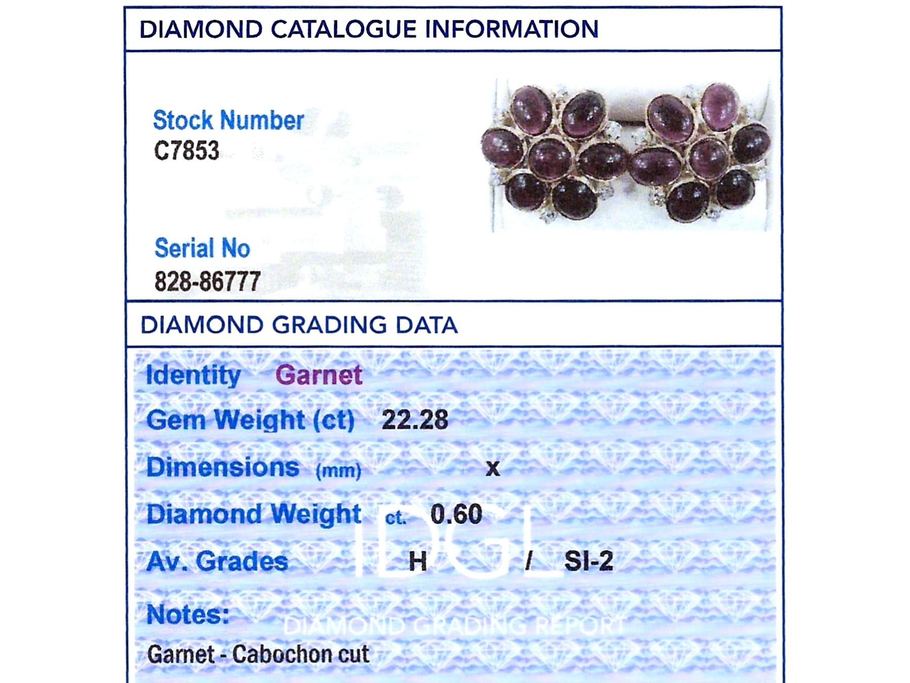 Antique Victorian 22.28 Carat Garnet and Diamond 9k Rose Gold Clip on Earrings For Sale 4