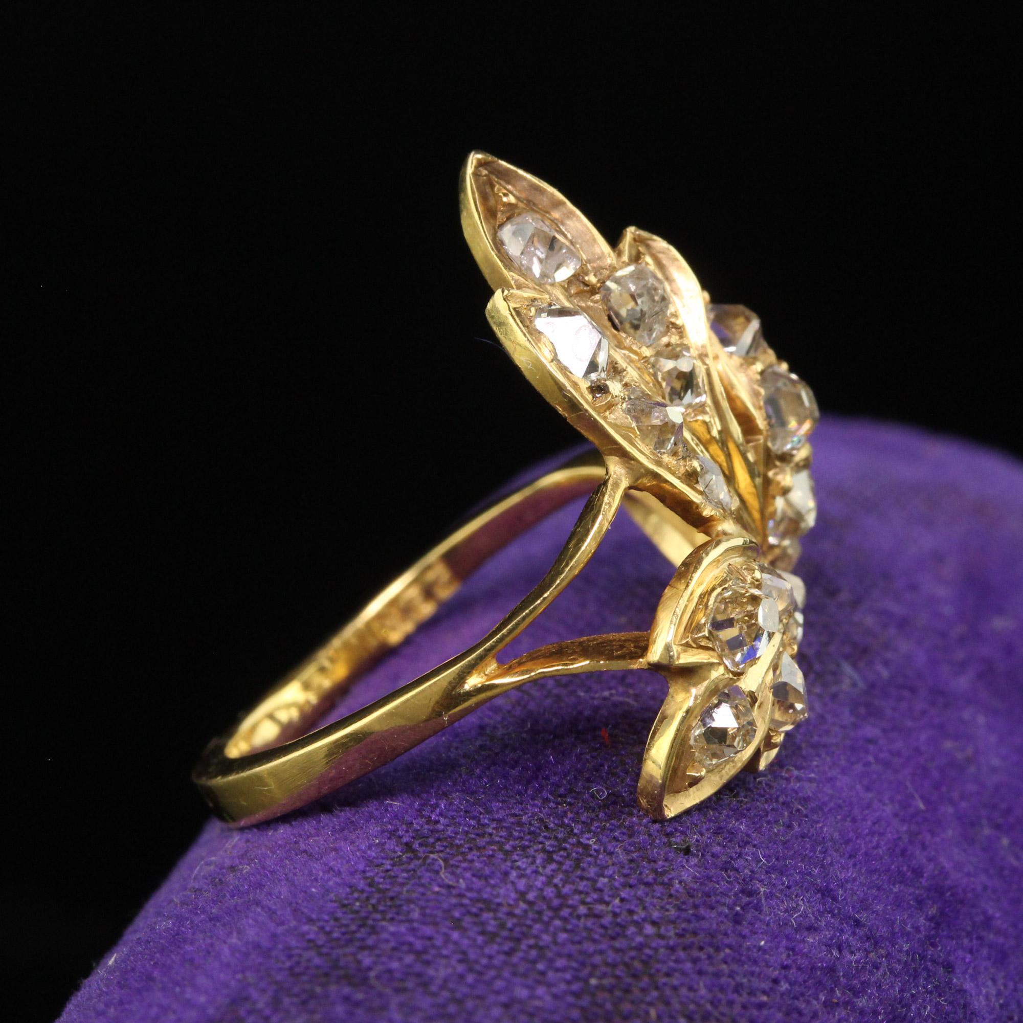 Antique Victorian 22K Yellow Gold Old Mine Floral Leaf Ring In Good Condition In Great Neck, NY