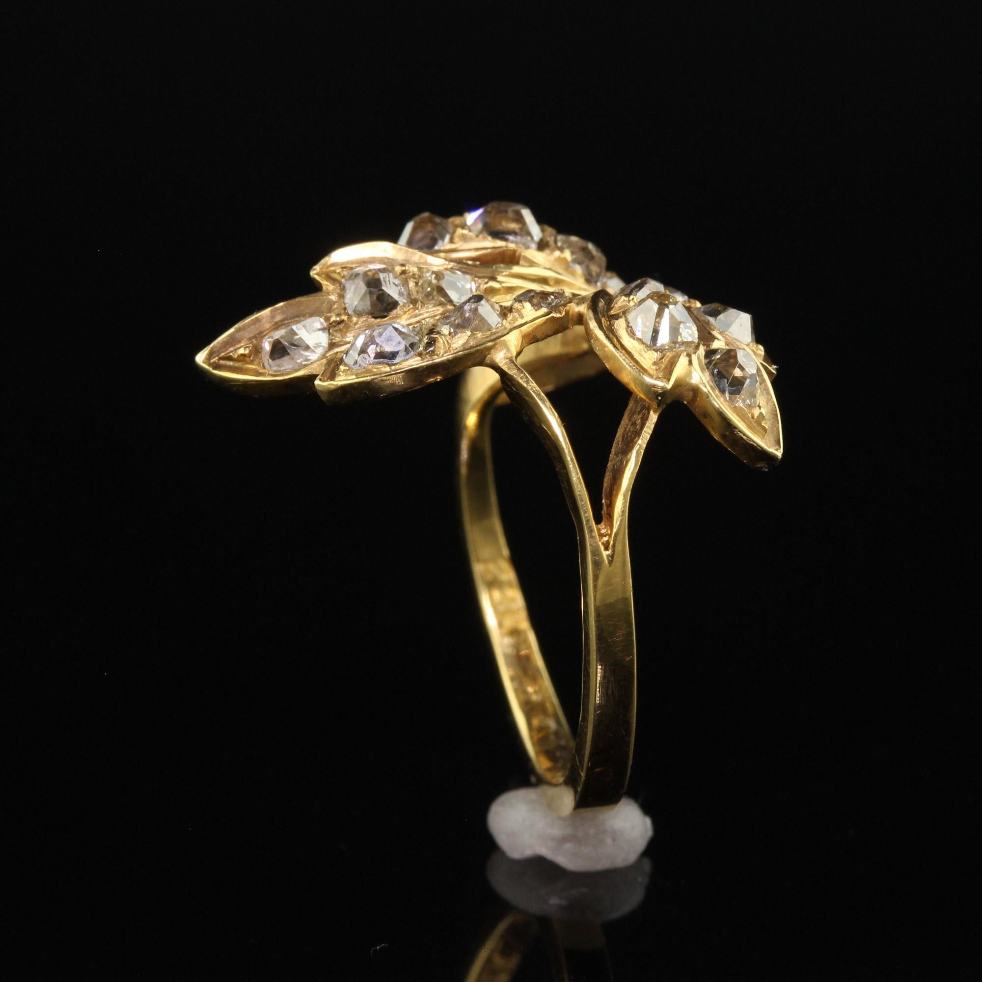 Antique Victorian 22K Yellow Gold Old Mine Floral Leaf Ring 3