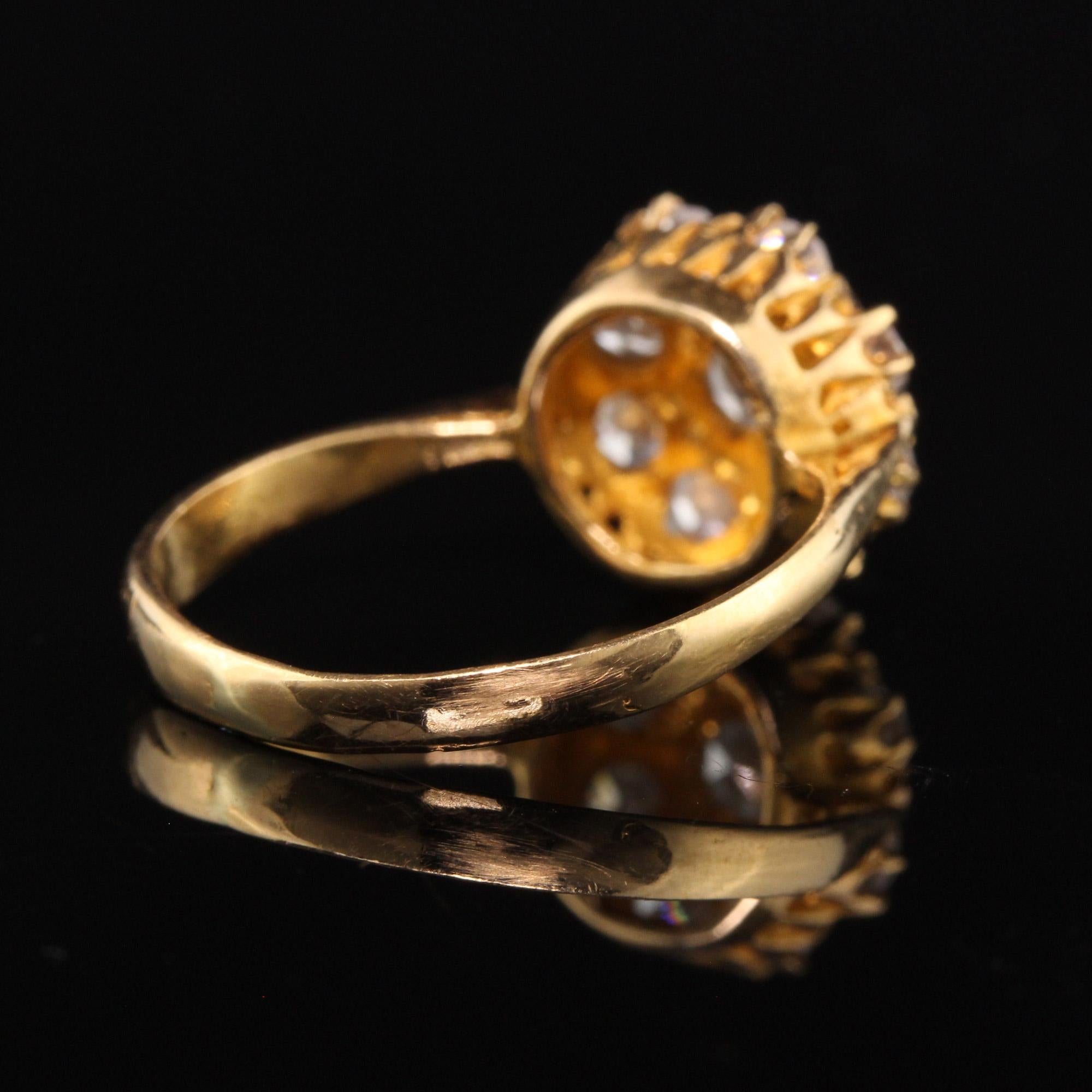 Women's Antique Victorian 22K Yellow Gold Single Cut Diamond Cluster Ring