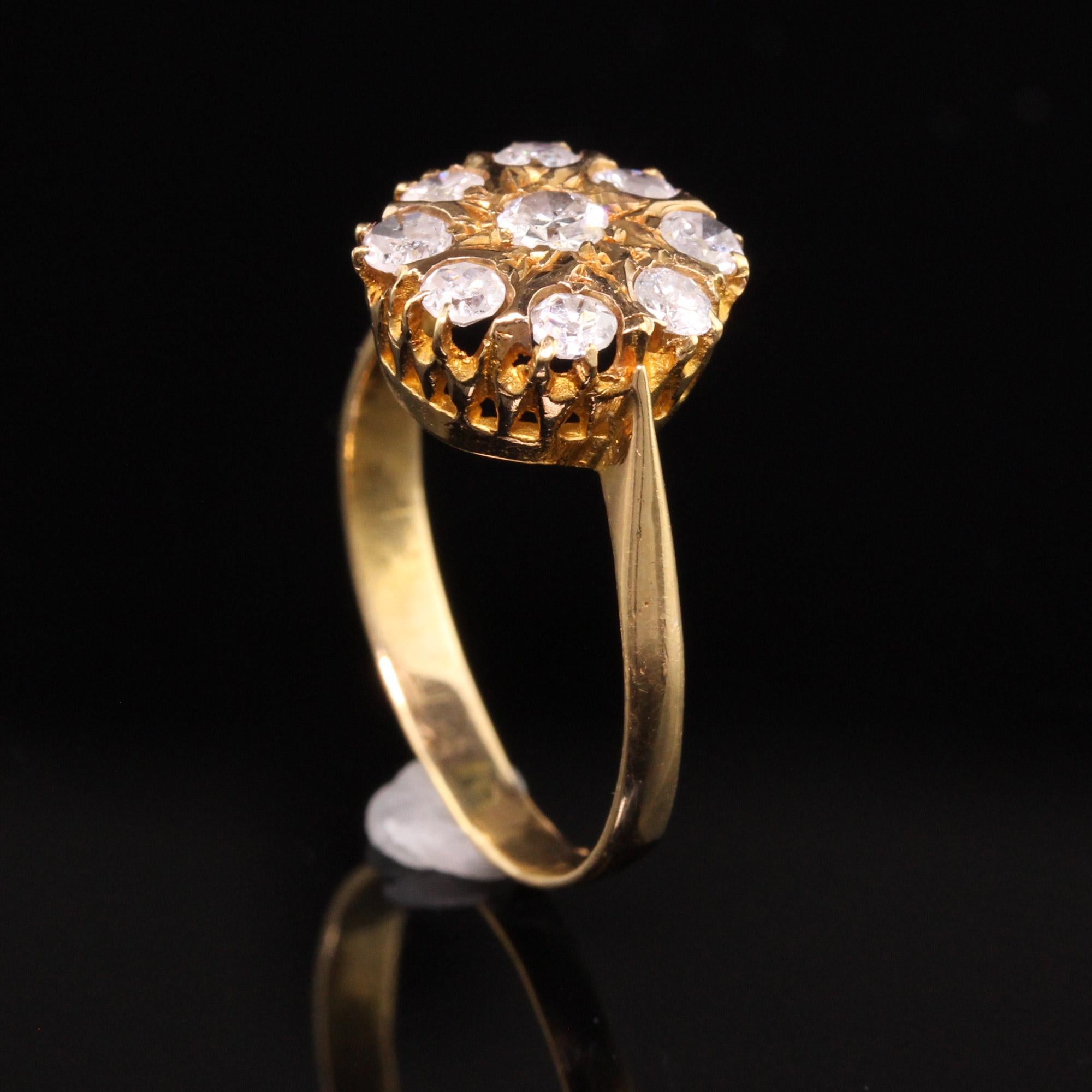 Antique Victorian 22K Yellow Gold Single Cut Diamond Cluster Ring 1