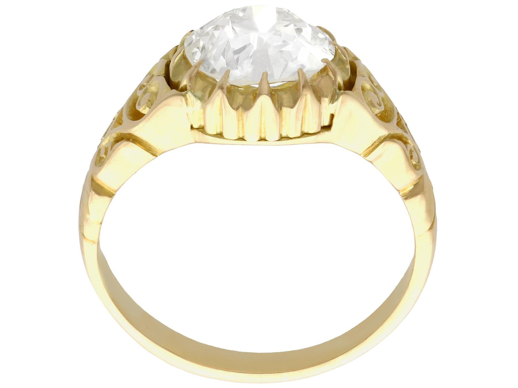 Women's Antique Victorian 2.30 Carat Diamond Yellow Gold Solitaire Ring