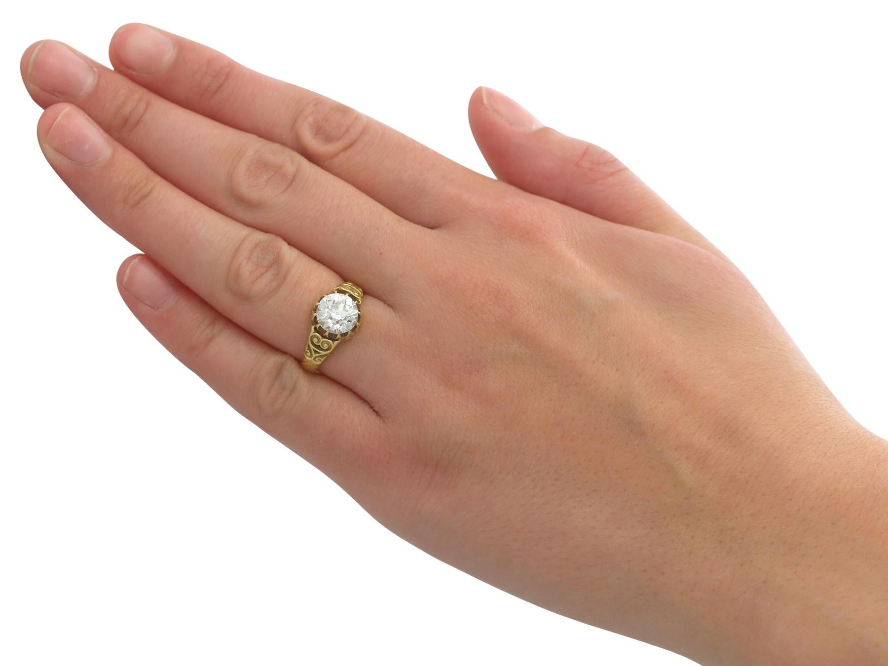 Antique Victorian 2.30 Carat Diamond Yellow Gold Solitaire Ring 1
