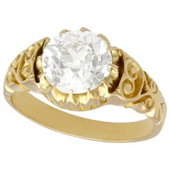 Antique Victorian 2.30 Carat Diamond Yellow Gold Solitaire Ring