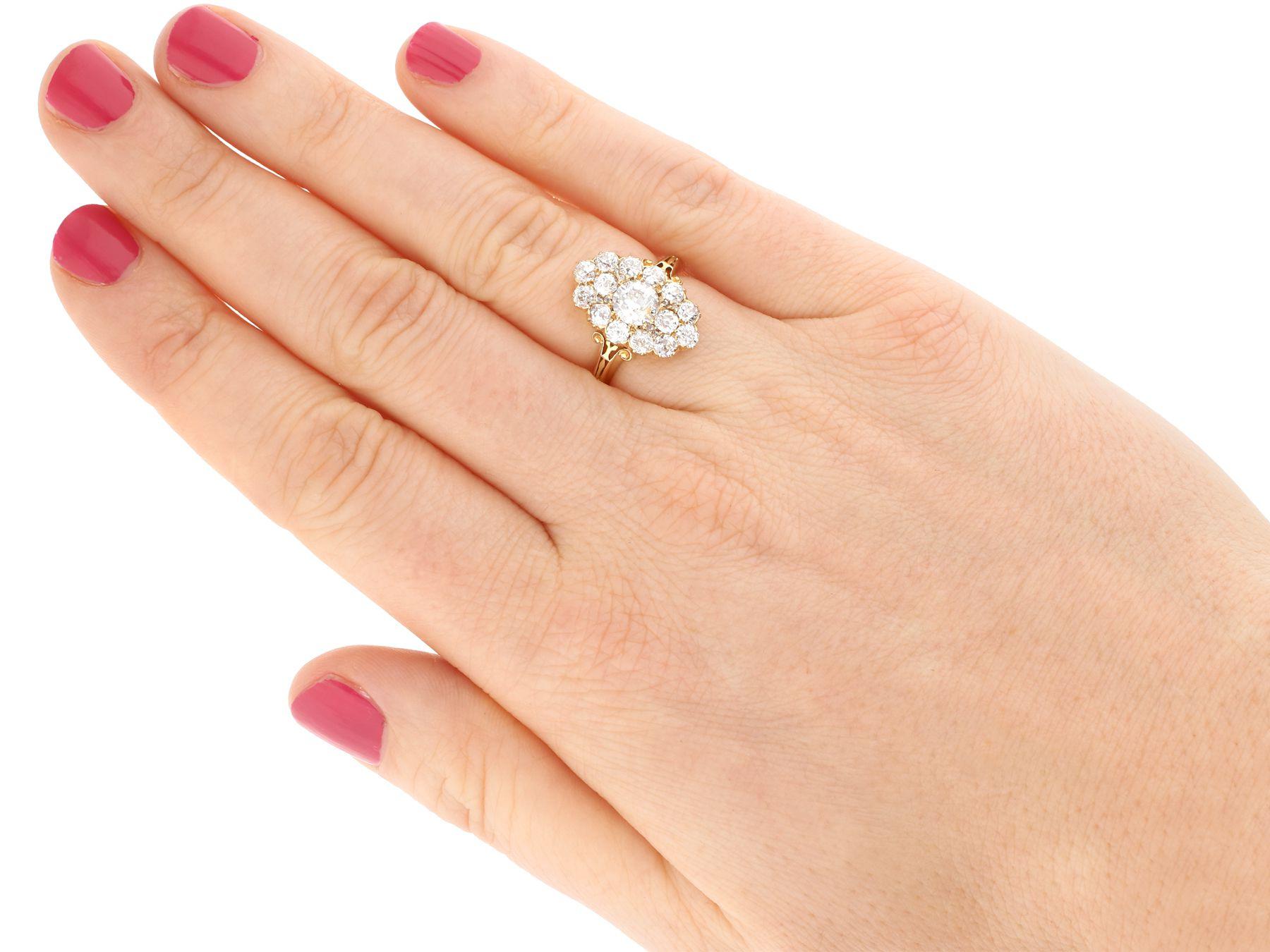 Anillo de cóctel victoriano de oro amarillo y diamantes de 2,35 quilates en venta 2