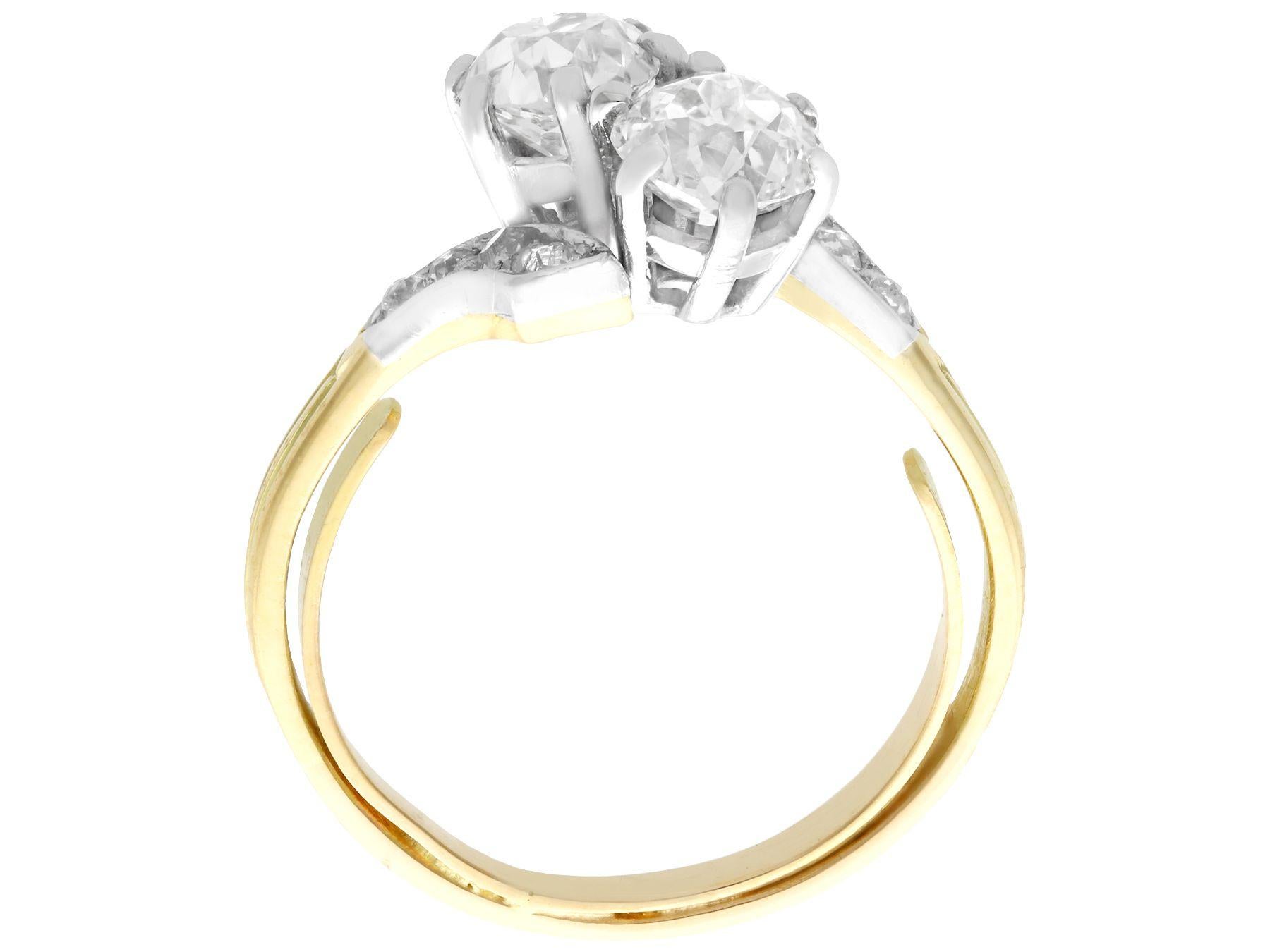 Women's Antique Victorian 2.36 Carat Diamond and Yellow Gold Twist Ring