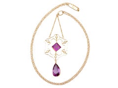 Victorian 2.40 Carat Amethyst and Pearl Yellow Gold Pendant