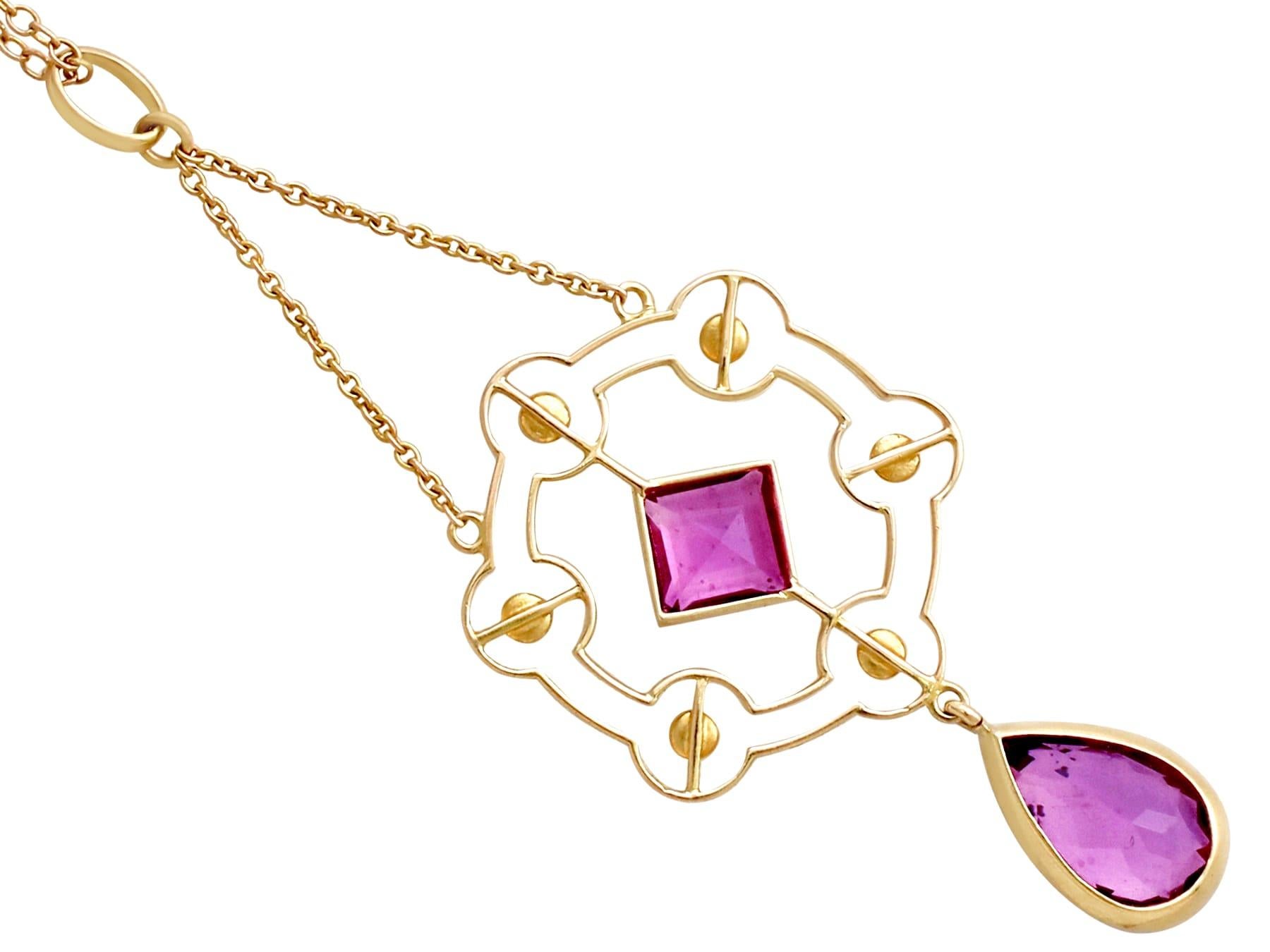 Women's Victorian 2.40 Carat Amethyst and Pearl Yellow Gold Pendant For Sale