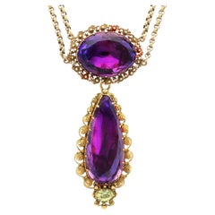 Antike viktorianische Halskette aus 24,68 Karat Amethyst und 18k Gelbgold, um 1830