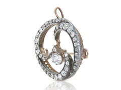 Antique Victorian 2.60 Carat Diamond Swirl Circle Brooch Pendant