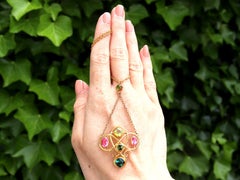 Antiguo collar victoriano de oro amarillo con turmalina y peridoto de 2,65 quilates