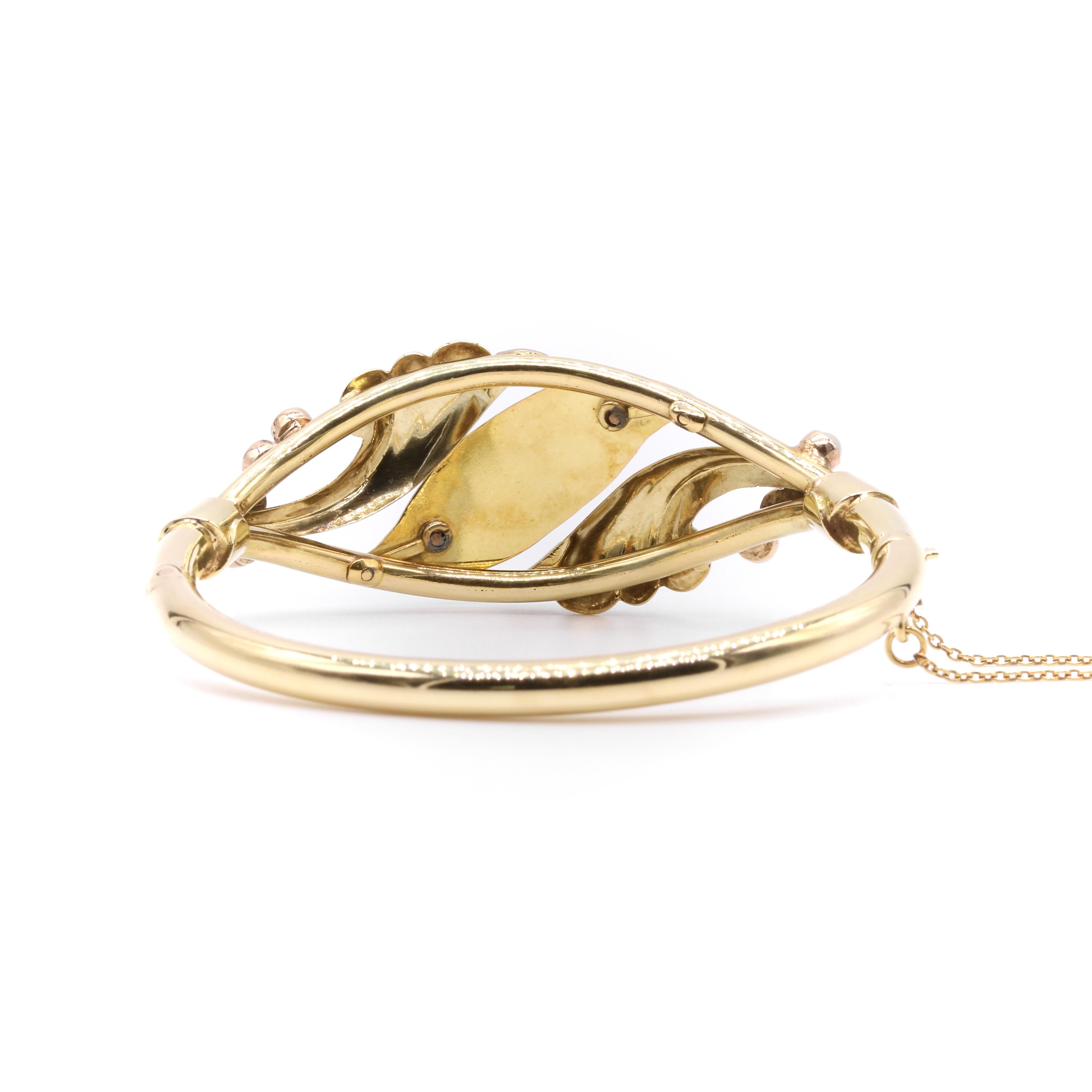 Antikes viktorianisches 27g 14K Gelbgold Diamant-, Perlen- und blaues Emaille-Armband für Damen oder Herren im Angebot