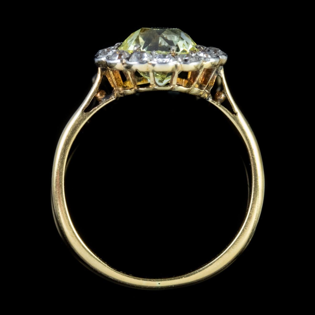 Women's Antique Victorian 2 Carat Yellow Sapphire Diamond 18 Carat Gold circa 1880 Ring
