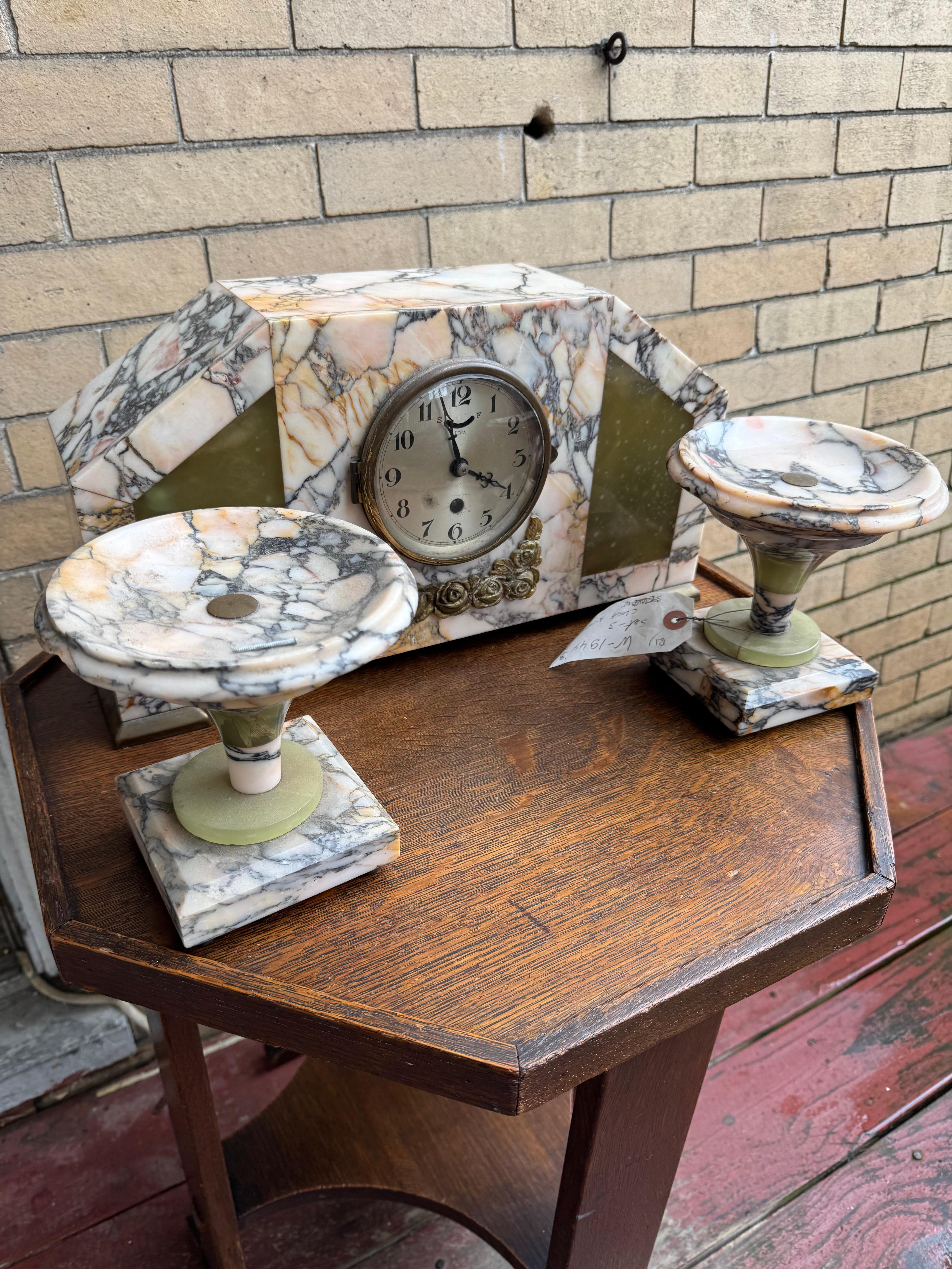 Antique Victorian  3-Piece Mantle Clock Set    HALF OFF SALE   need to go  W1944 For Sale 7
