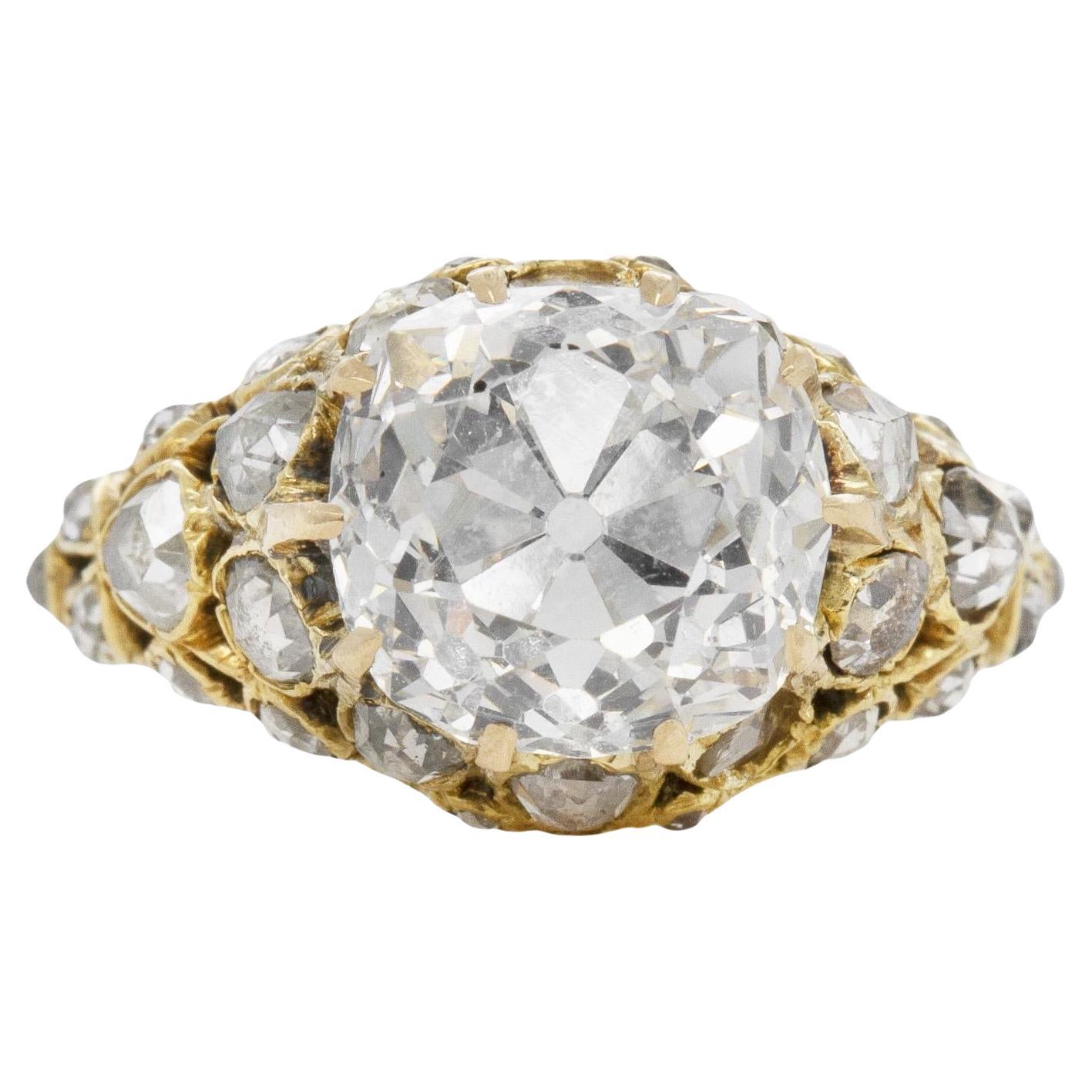Antique Victorian 3.20 Carat Old Mine Cut Diamond Engagement Ring