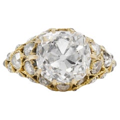 Antiguo Anillo de Compromiso Victoriano de Diamantes talla antigua 3,20 quilates