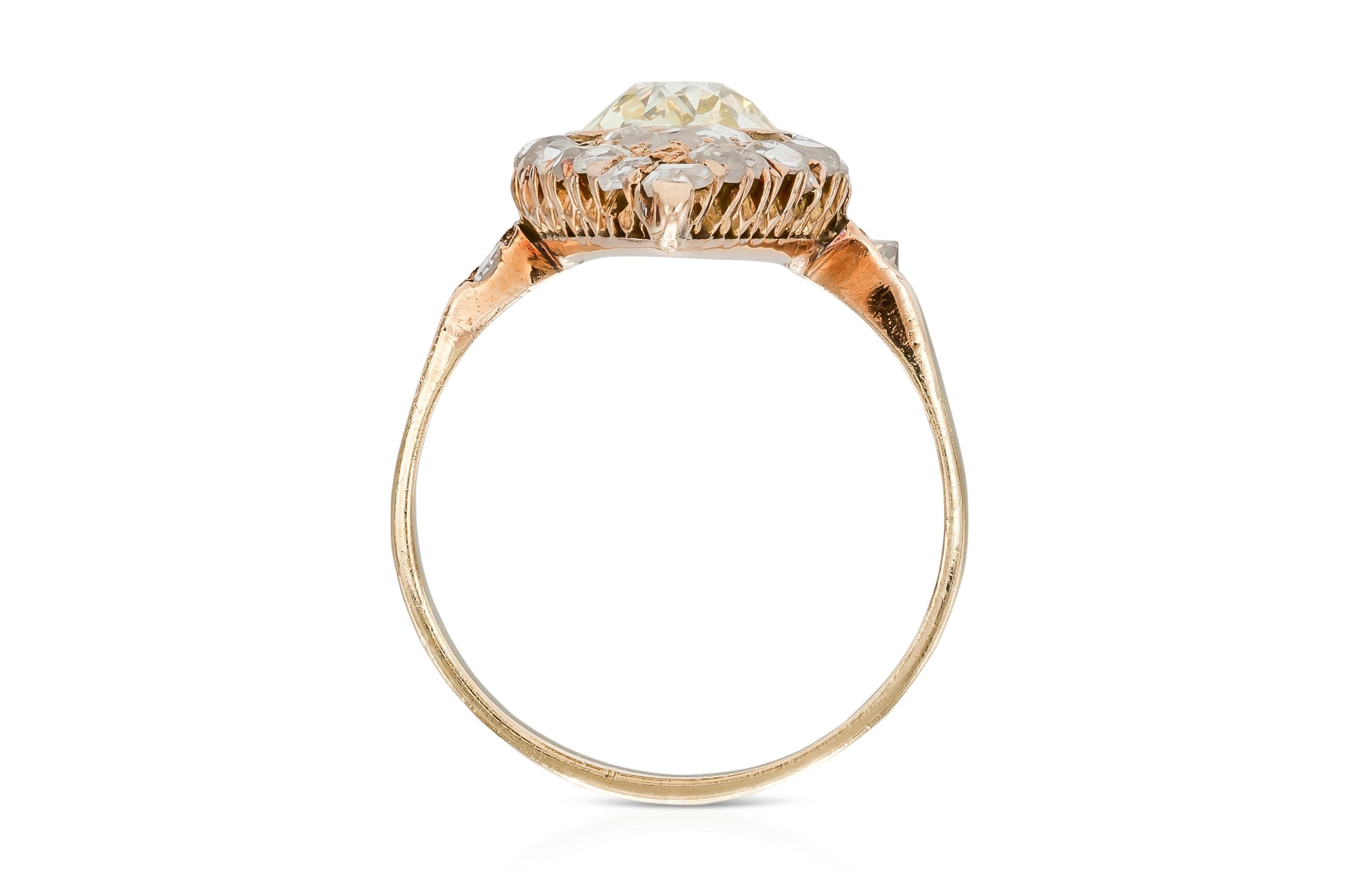 Taille vieille Europe Bague navette victorienne ancienne de 3,45 carats en vente