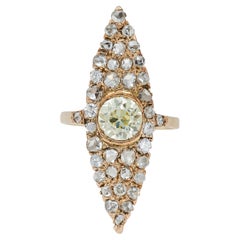 Bague navette victorienne ancienne de 3,45 carats