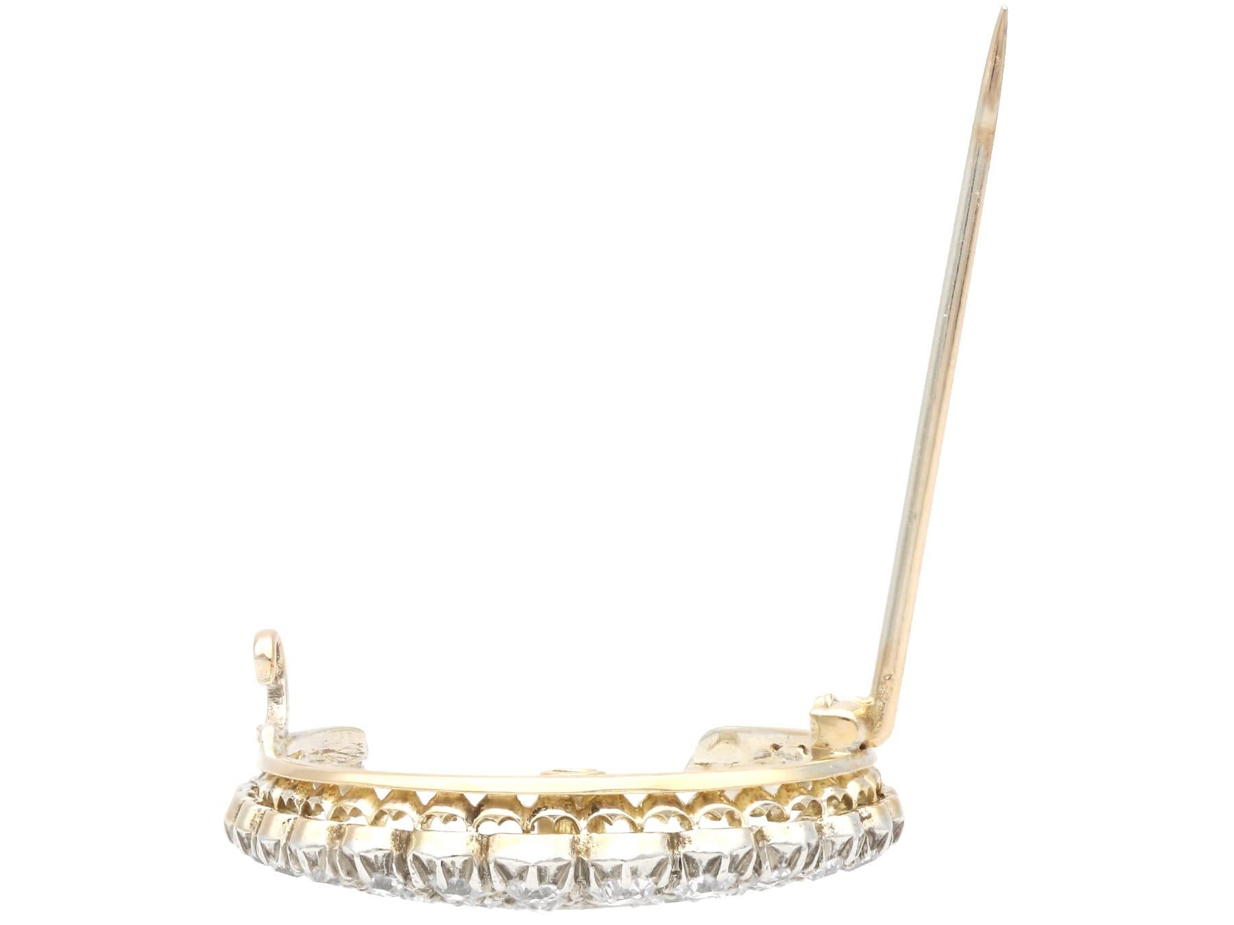 Antike viktorianische Halbmondbrosche/Hair-Anstecknadel, 3,47 Karat Diamant und 9k Gelbgold im Angebot 6