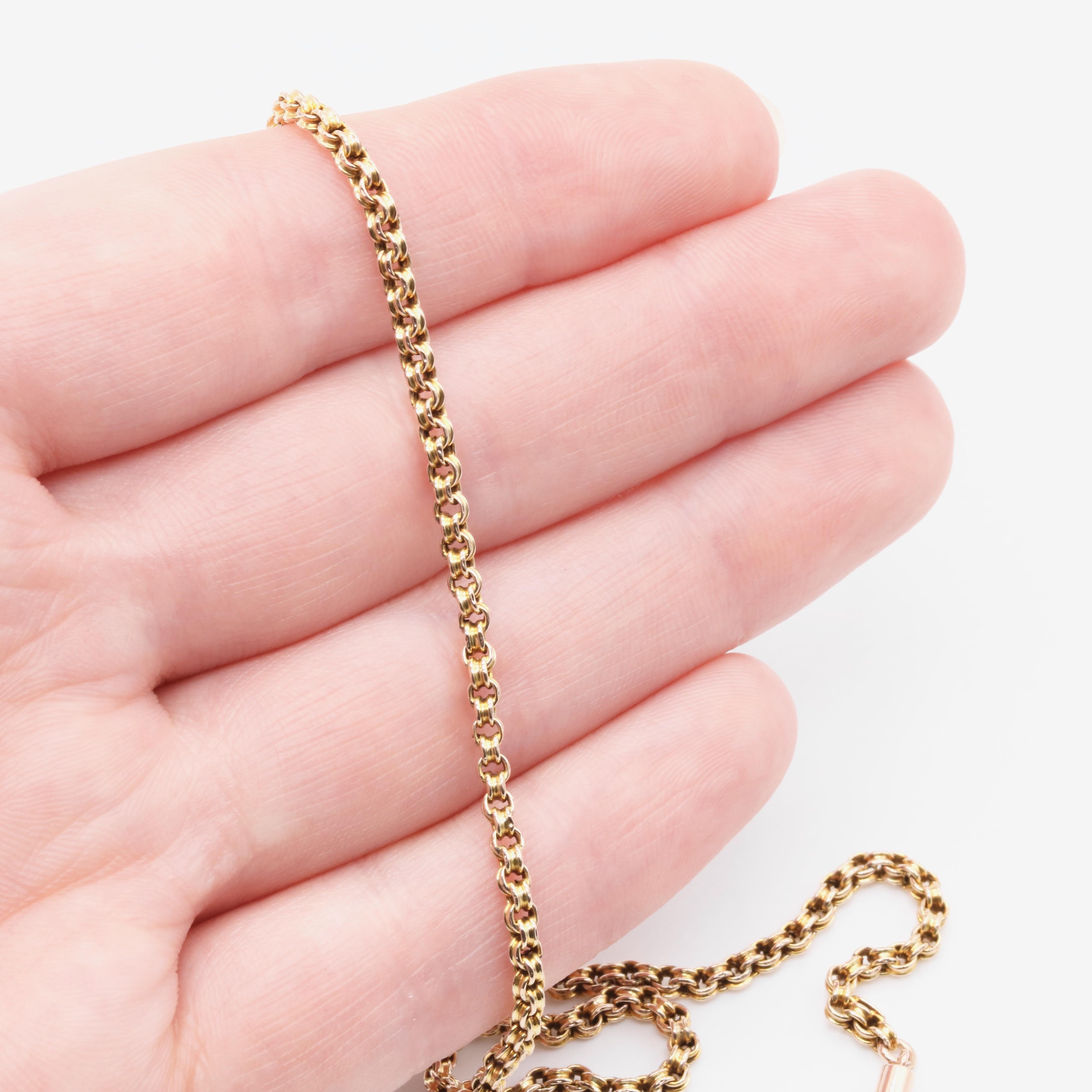 Antique Victorian 3.4g 9K Yellow Gold 16 Inch Fancy Link Belcher Chain 4