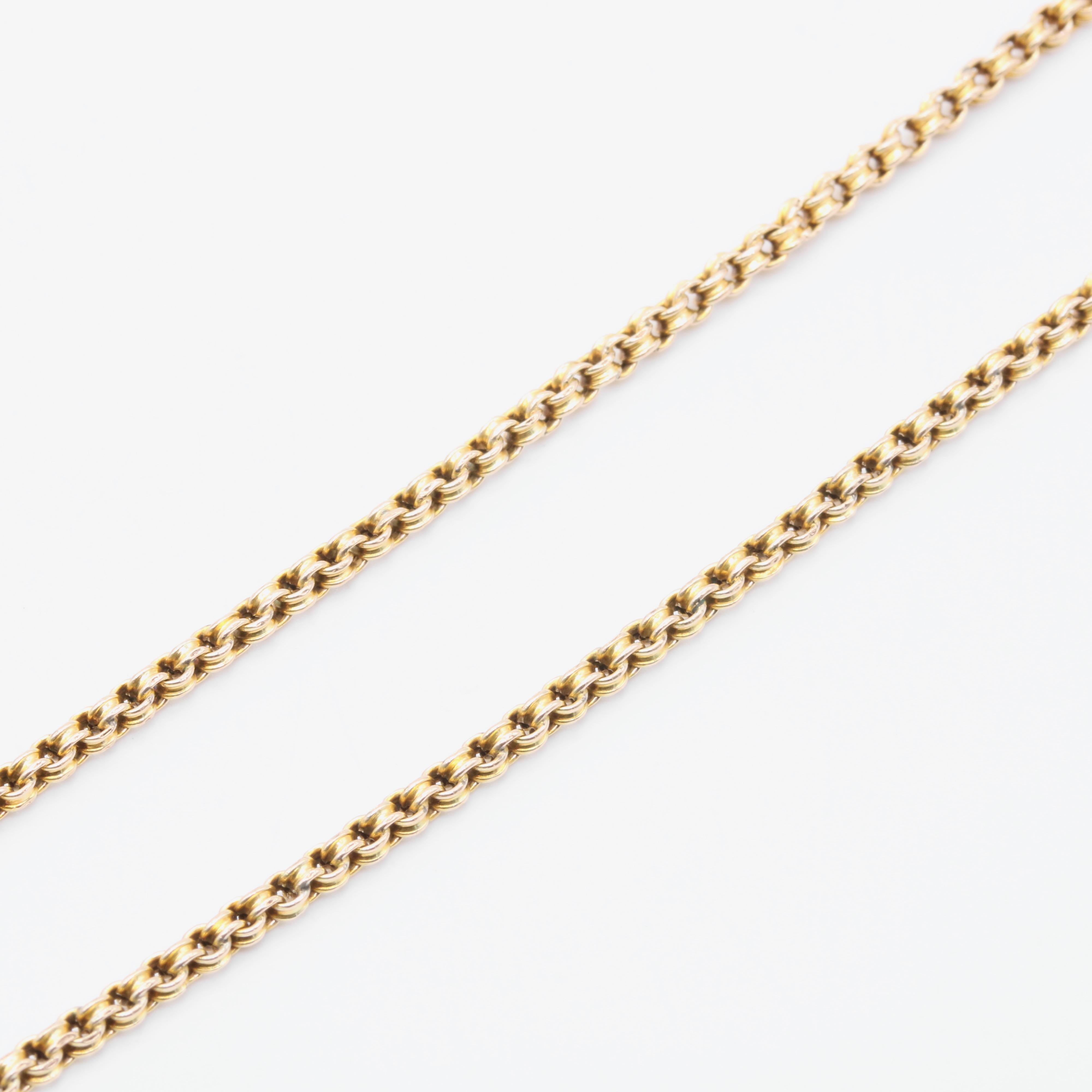 Women's or Men's Antique Victorian 3.4g 9K Yellow Gold 16 Inch Fancy Link Belcher Chain