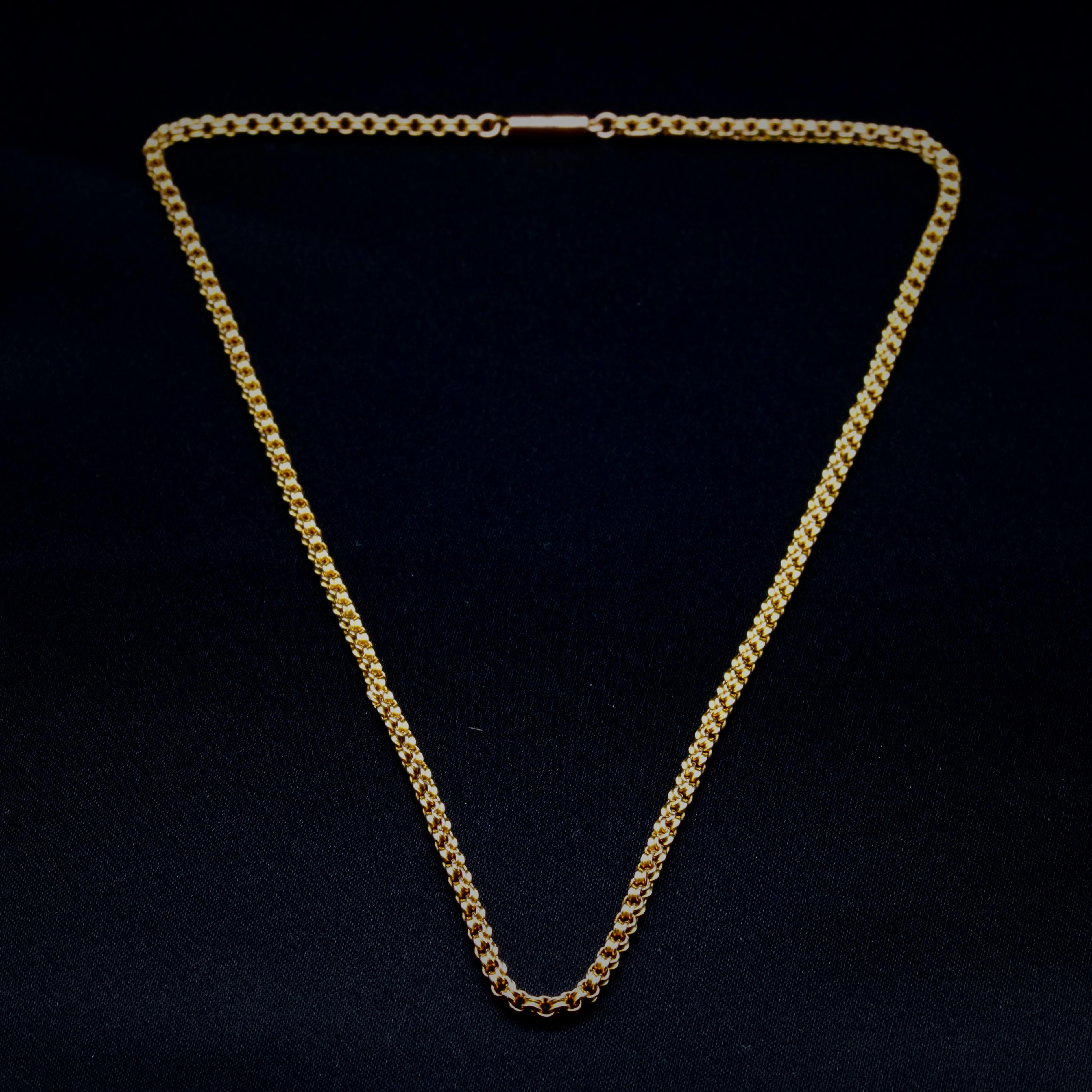 Antique Victorian 3.4g 9K Yellow Gold 16 Inch Fancy Link Belcher Chain 1