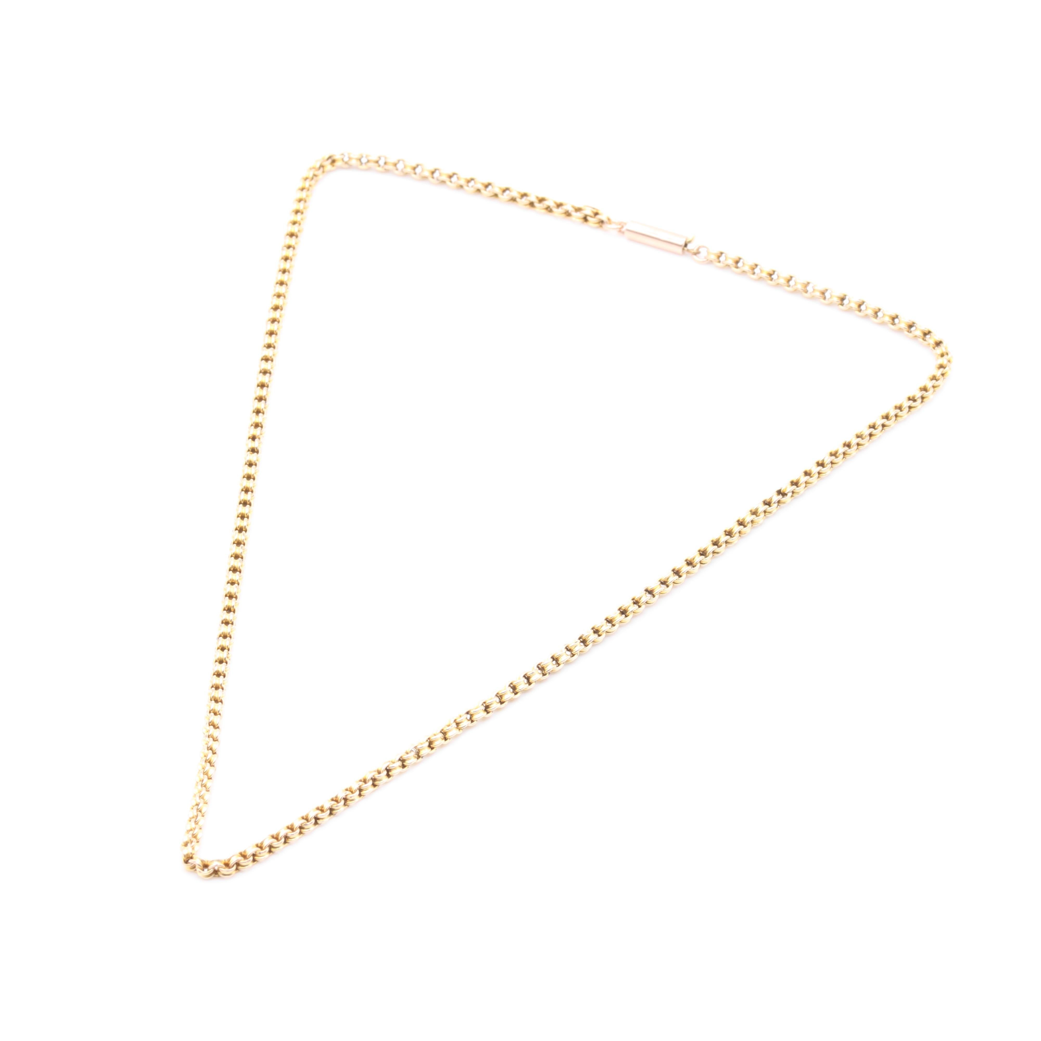 Antique Victorian 3.4g 9K Yellow Gold 16 Inch Fancy Link Belcher Chain 2