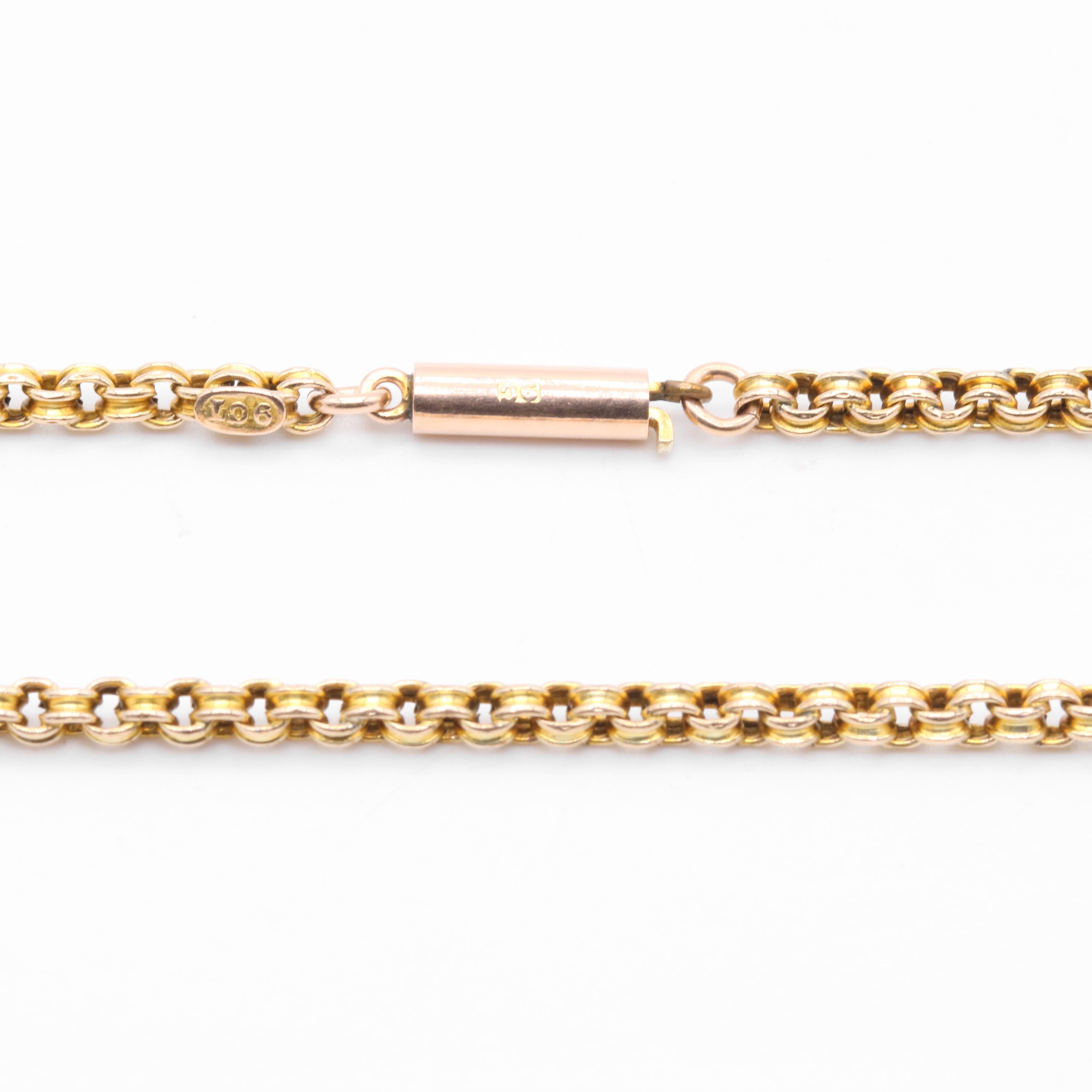 Antique Victorian 3.4g 9K Yellow Gold 16 Inch Fancy Link Belcher Chain 3