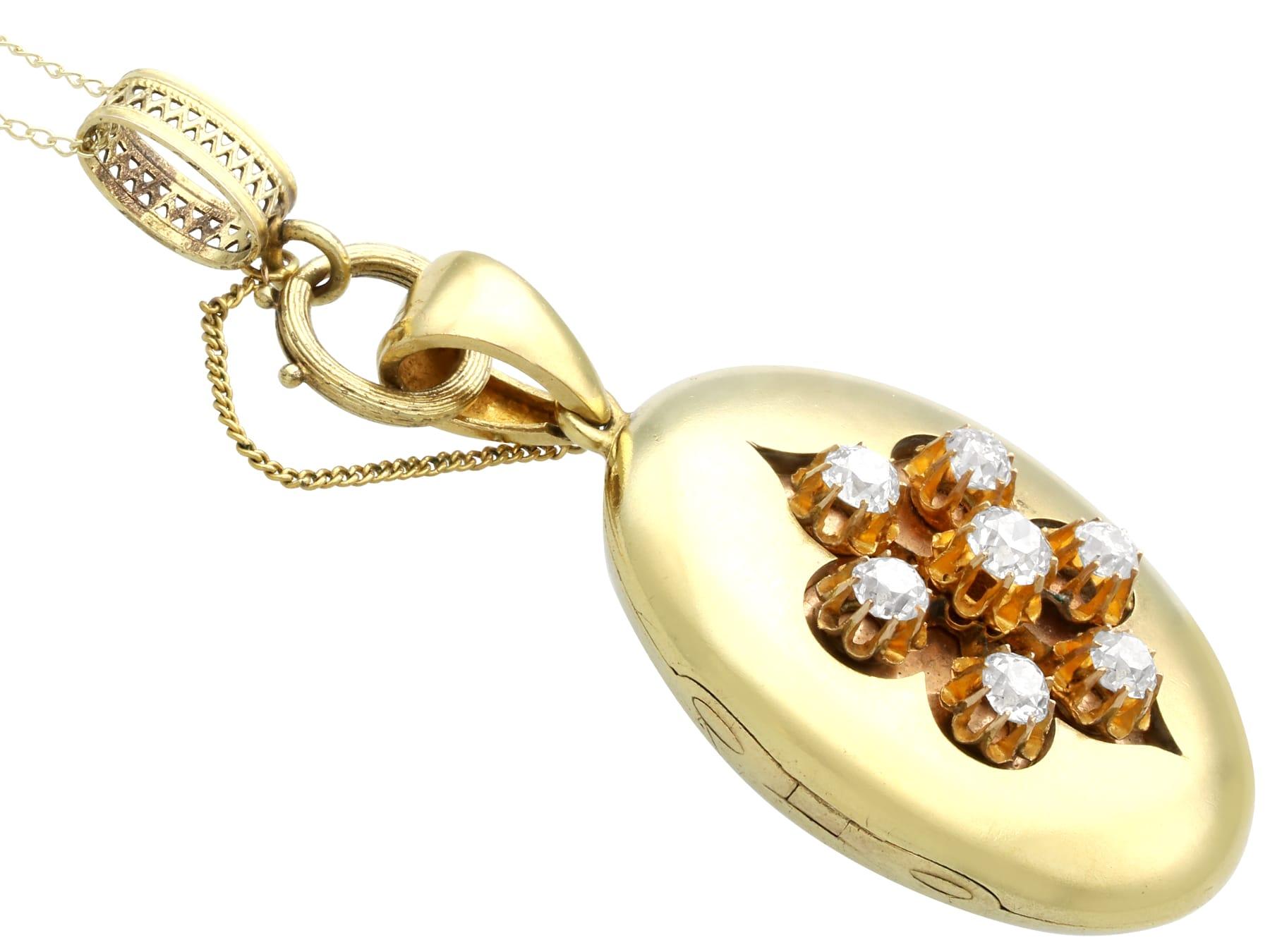 Antique Victorian 3.51 Carat Diamond and 18k Yellow Gold Locket Pendant In Excellent Condition In Jesmond, Newcastle Upon Tyne