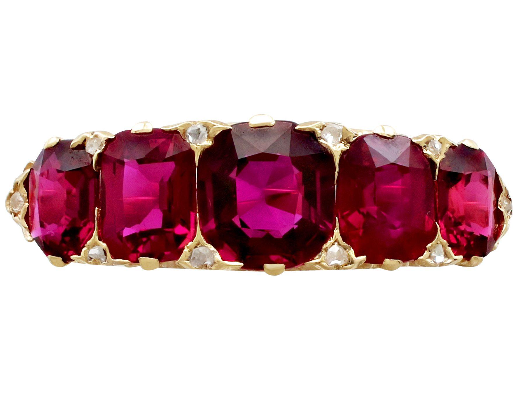 Antique Victorian 3.54 Carat Ruby and Diamond Yellow Gold Cocktail Ring In Excellent Condition In Jesmond, Newcastle Upon Tyne