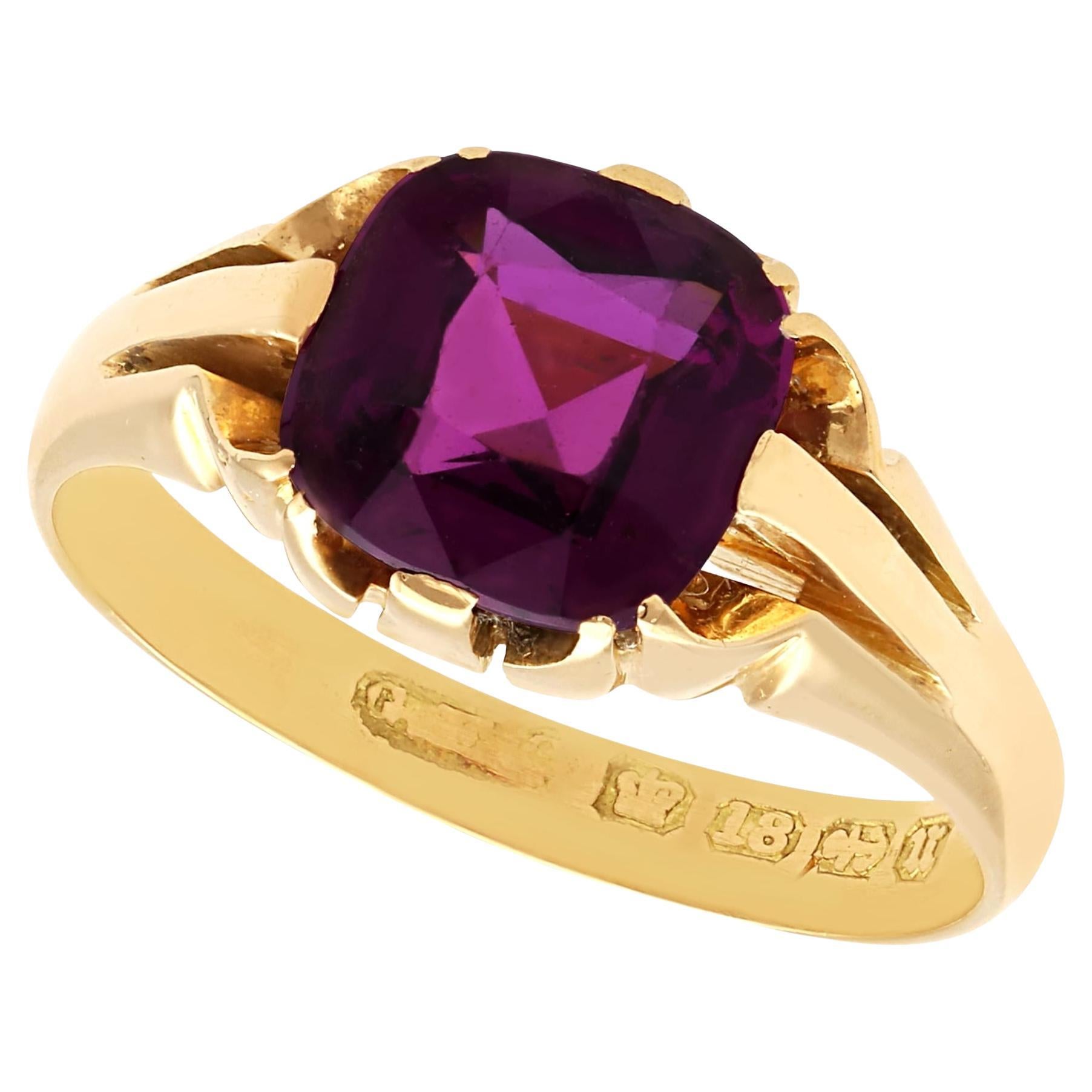 Antique Victorian 3.84 Carat Garnet and 18k Yellow Gold Dress Ring For Sale