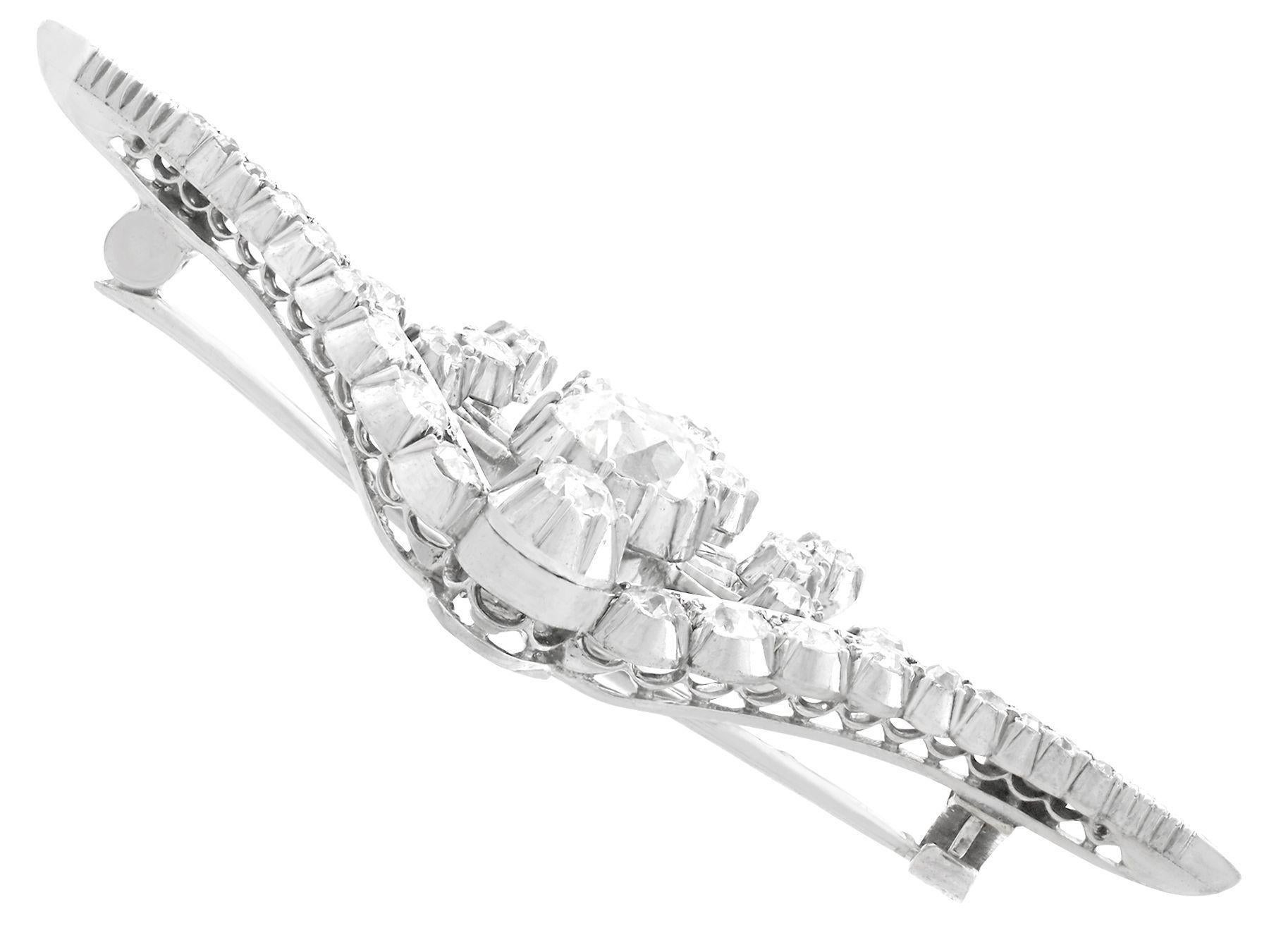 Women's Antique Victorian 3.87 Carat Diamond and White Gold Brooch For Sale