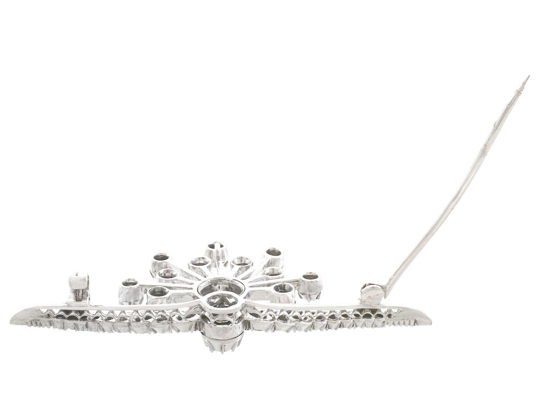 Antique Victorian 3.87 Carat Diamond and White Gold Brooch For Sale 2