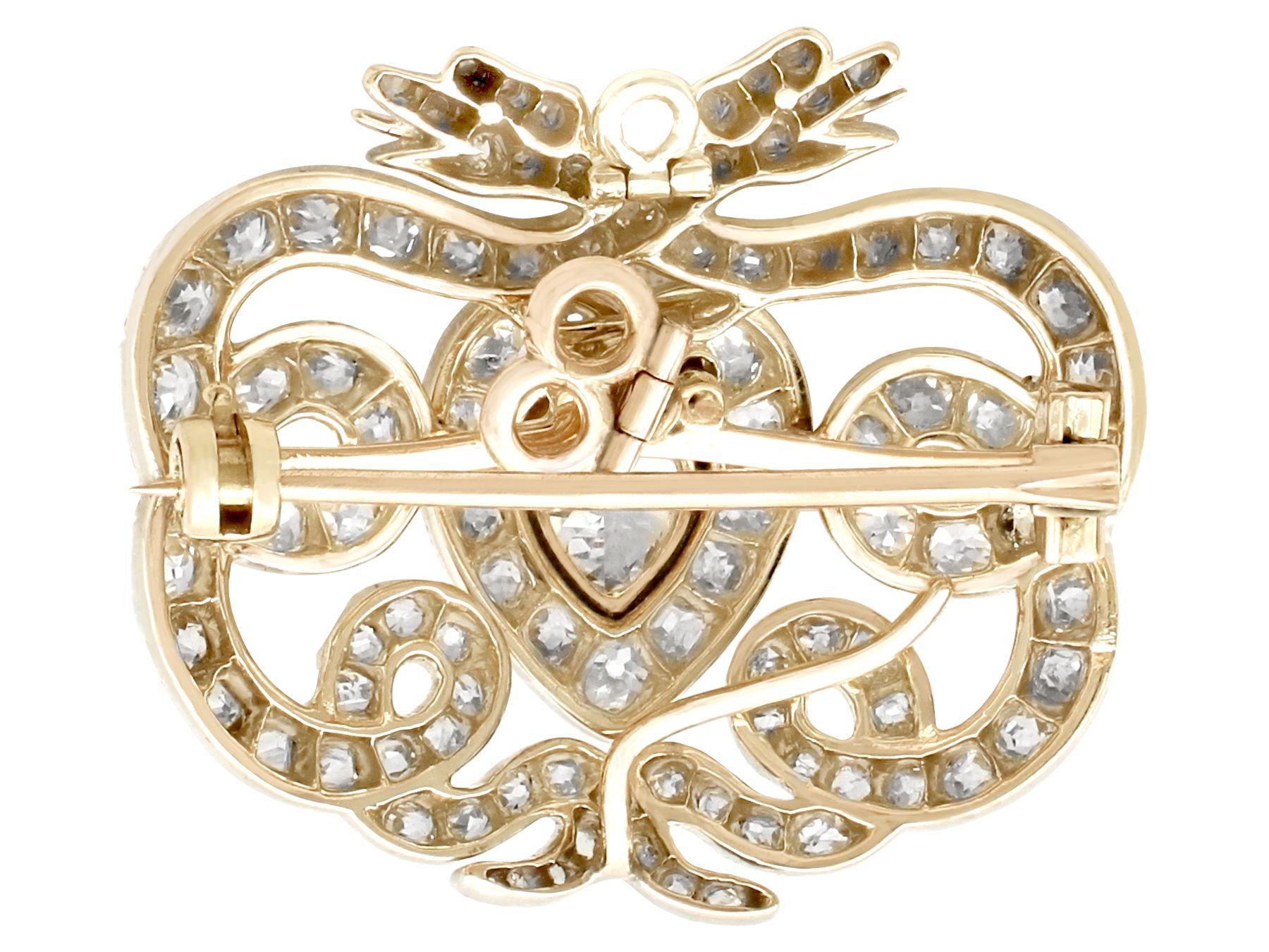 Victorian 3.90 Carat Diamond and Yellow Gold Snake Brooch For Sale 1