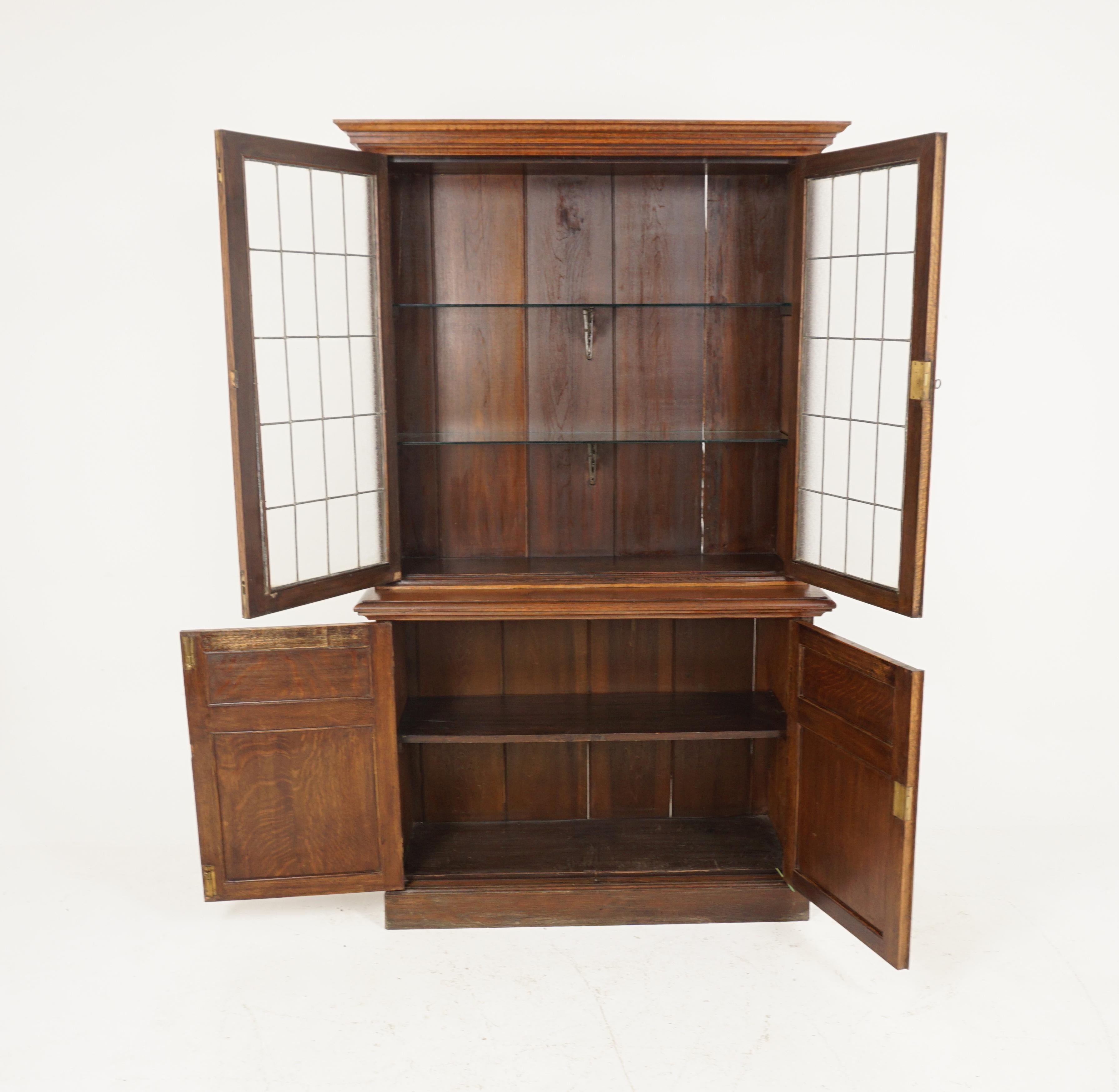 Hand-Crafted Antique Victorian 4 Door Bookcase, Display Cabinet, Scotland 1900, H277 For Sale