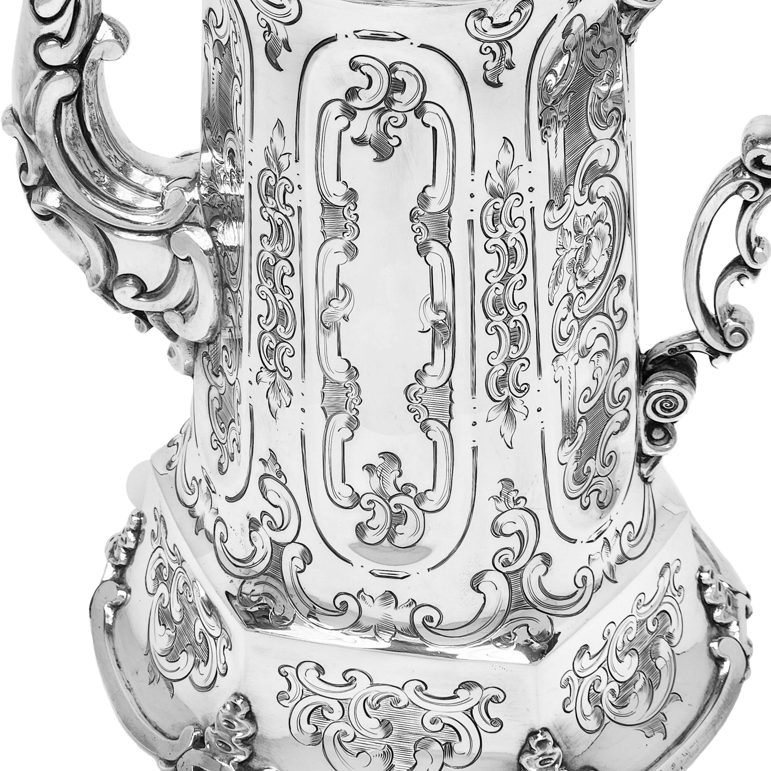 Antique Victorian 4 Piece Sterling Silver Tea & Coffee Set London England 1852 For Sale 1