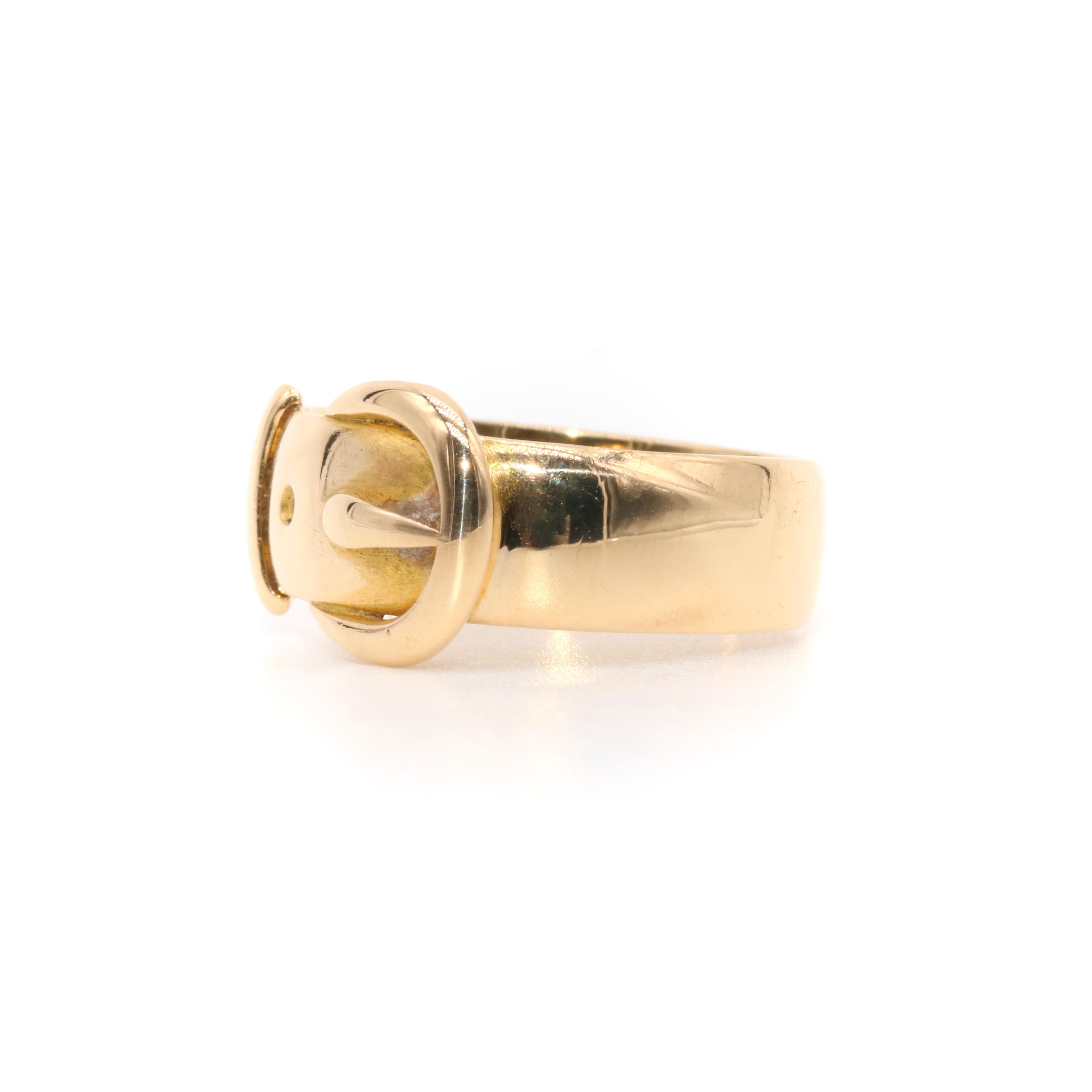 Antique Victorian 4.9g 18K Yellow Gold Wide Buckle Band Ring 1