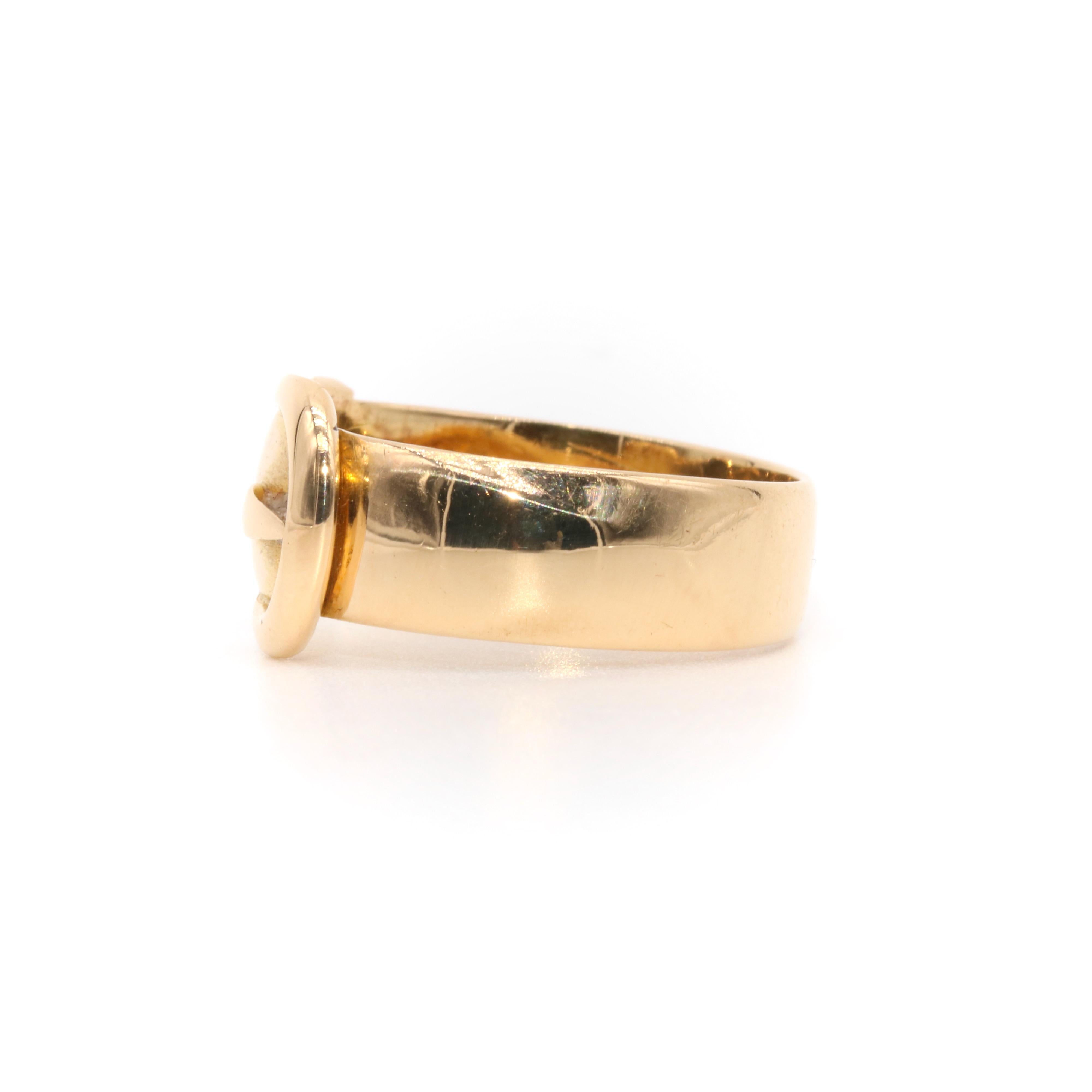Antique Victorian 4.9g 18K Yellow Gold Wide Buckle Band Ring 2