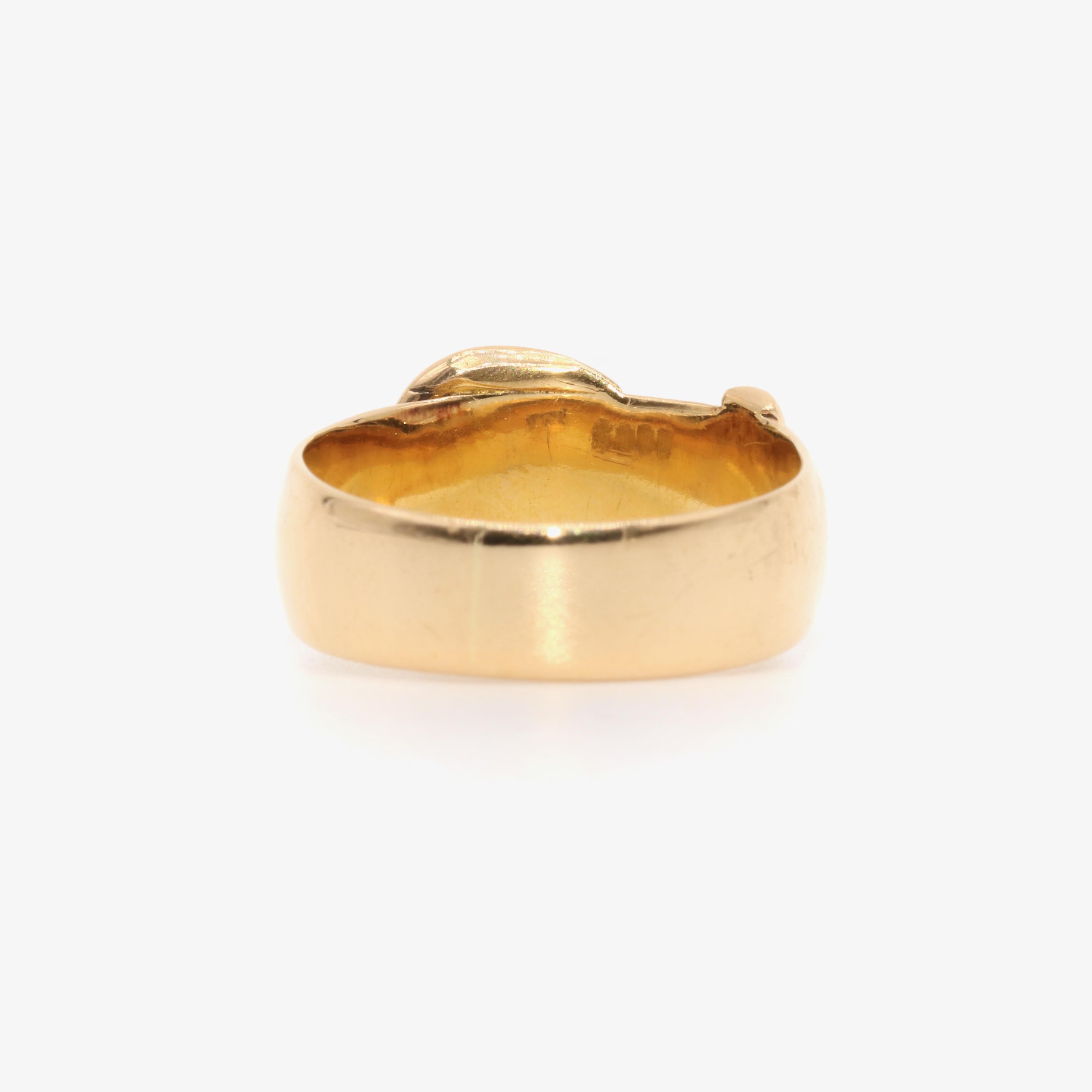 Antique Victorian 4.9g 18K Yellow Gold Wide Buckle Band Ring 3