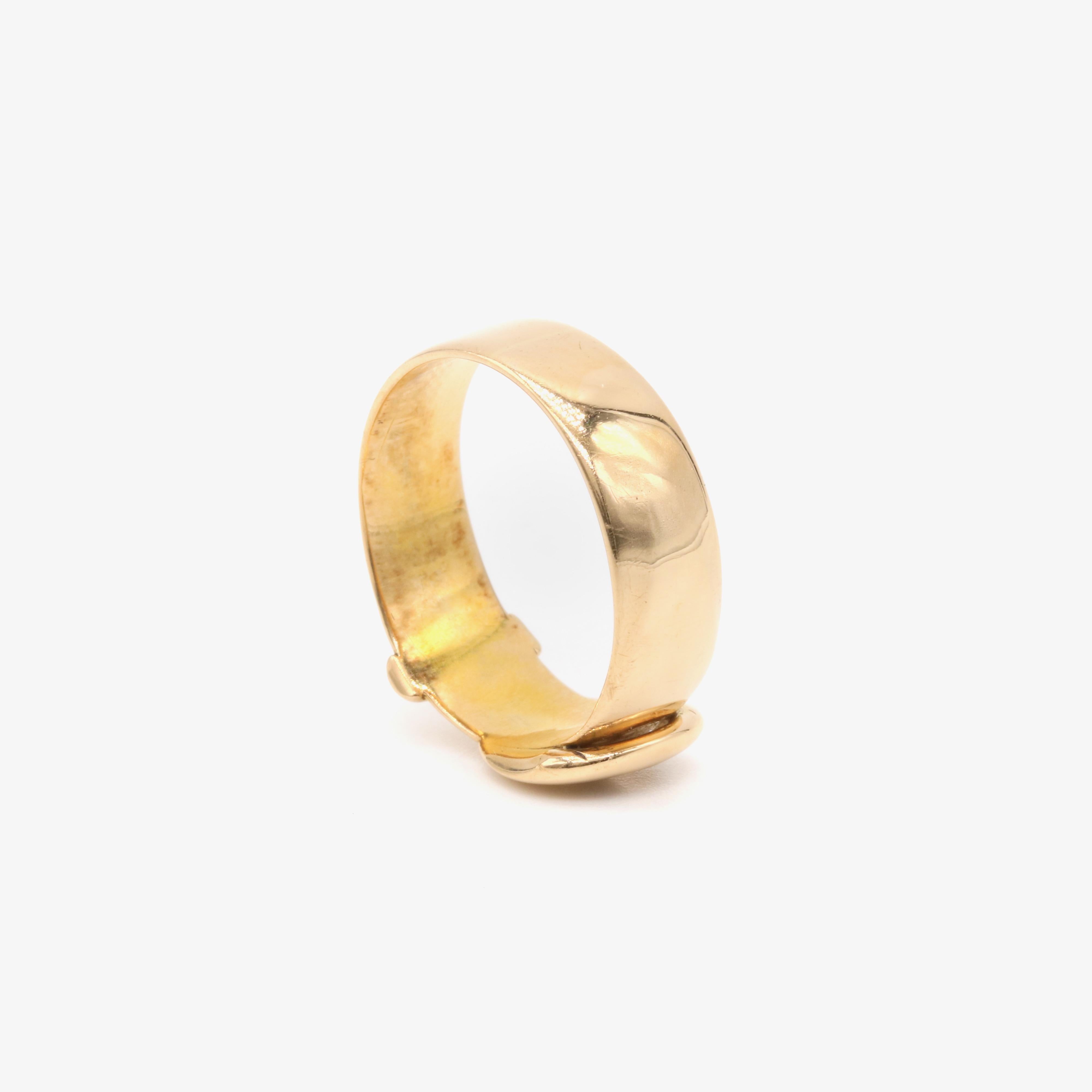 Antique Victorian 4.9g 18K Yellow Gold Wide Buckle Band Ring 5