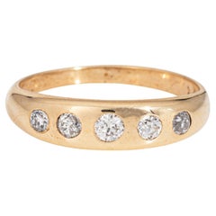 Bague victorienne ancienne à 5 pierres en or jaune 14 carats, taille 8,5