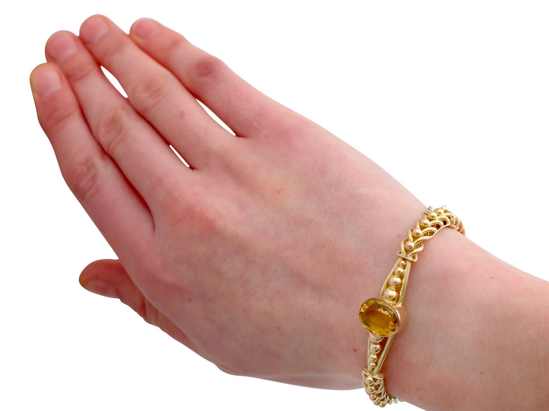 Antique Victorian 5.05 Carat Citrine and Yellow Gold Bangle 4