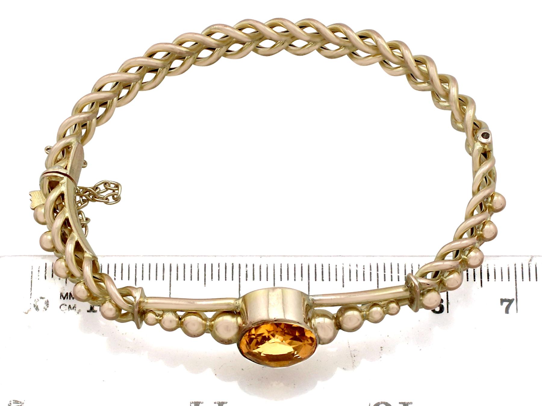Antique Victorian 5.05 Carat Citrine and Yellow Gold Bangle 2