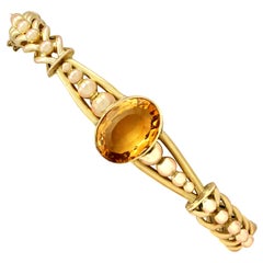 Antique Victorian 5.05 Carat Citrine and Yellow Gold Bangle