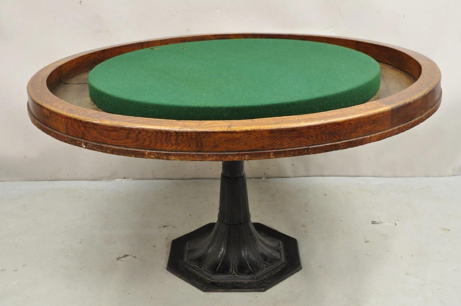 Mesa de juego de póquer antigua victoriana redonda de 54