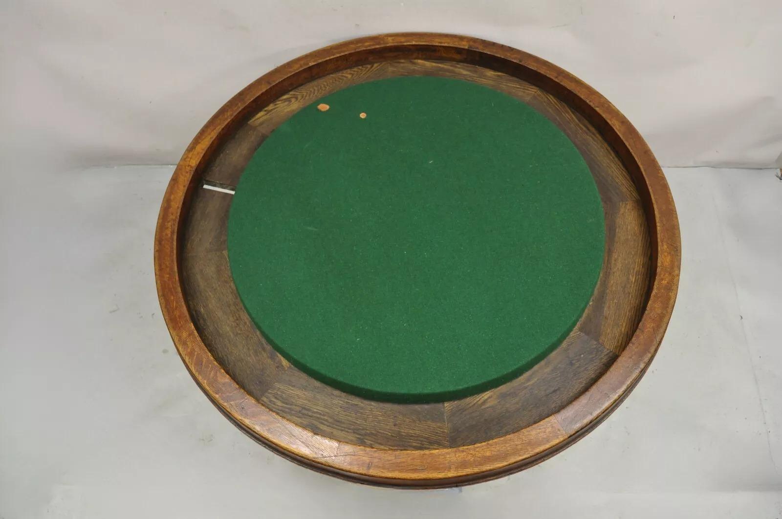 Mesa de juego de póquer antigua victoriana redonda de 54
