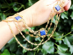 Antique Victorian 5.55 Carat Lapis Lazuli Yellow Gold Necklace